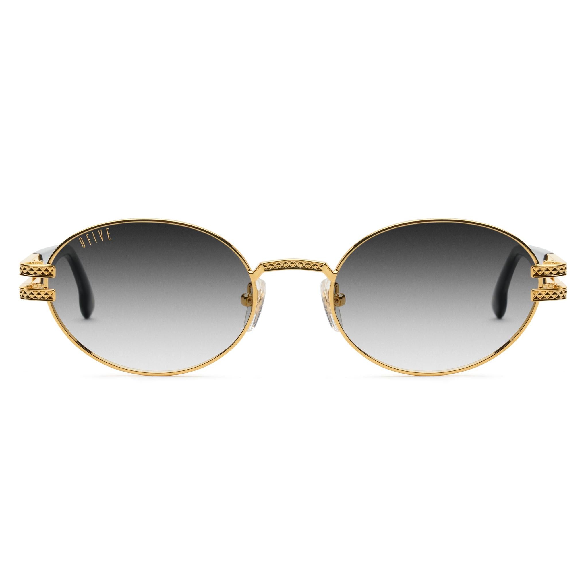 9FIVE Lotus Black Gradient & 24K Gold Sunglasses — XL fit, front [g:black-gradient s:xl o:1]