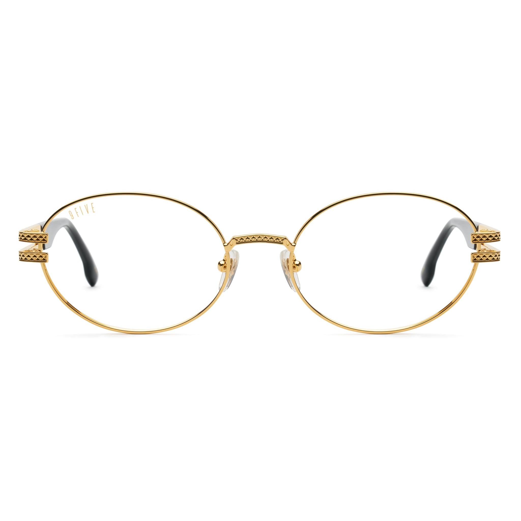 Lotus XL Black & 24K Gold Clear Lens Glasses