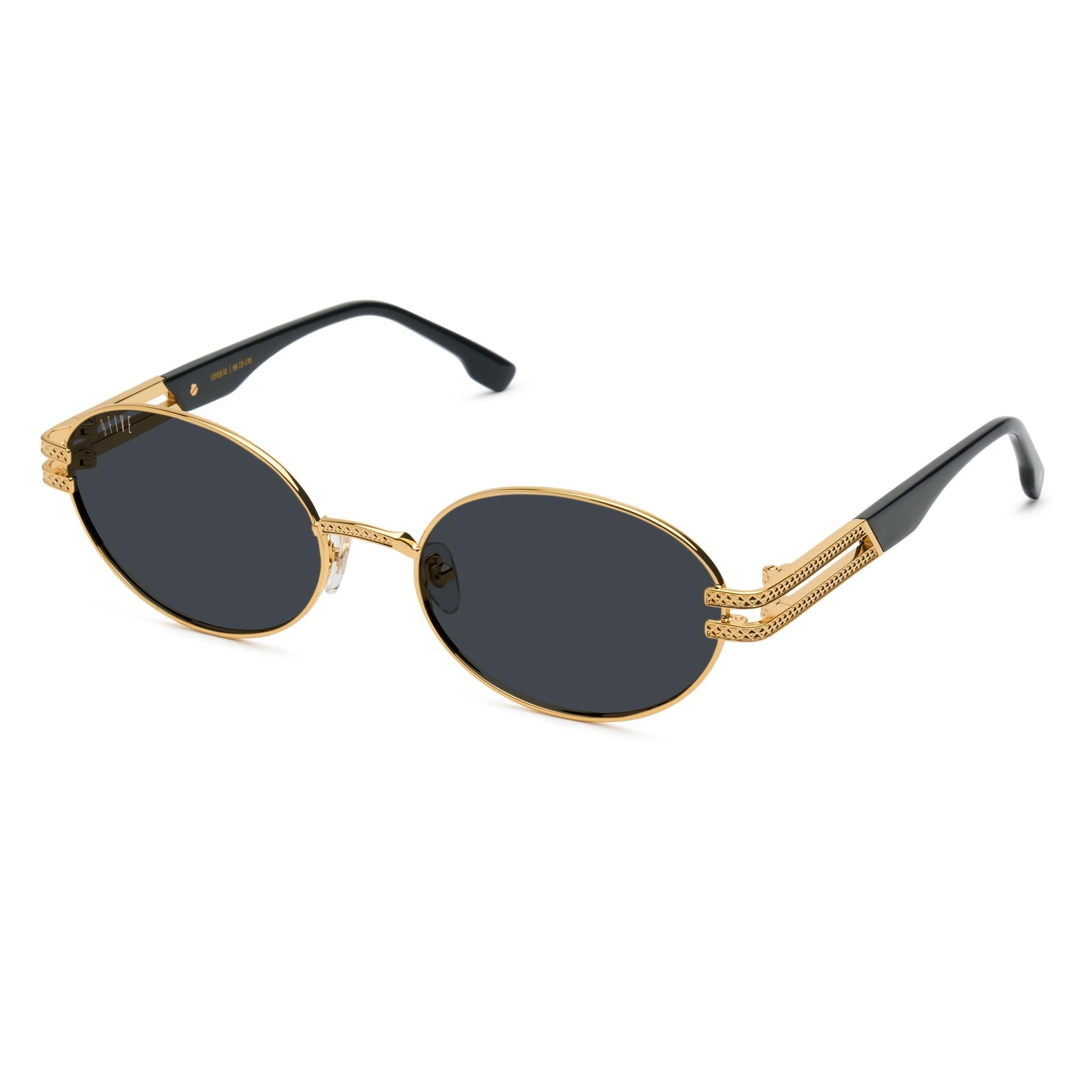 9FIVE Lotus Black & 24K Gold Sunglasses — XL fit, side [g:black s:xl o:2]