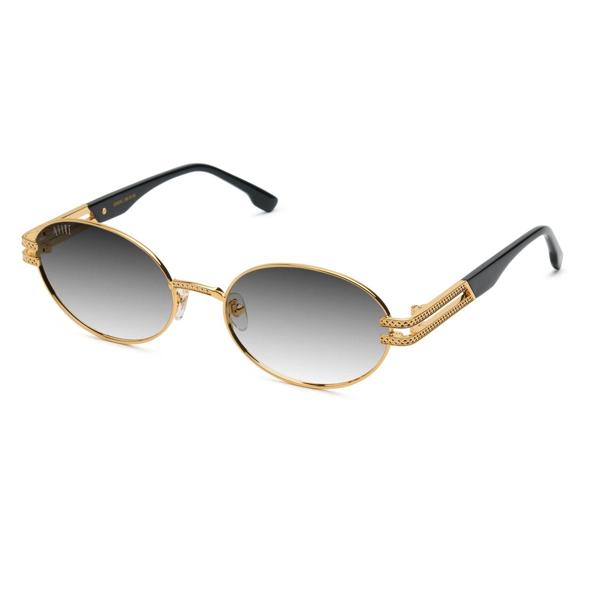9FIVE Lotus Black Gradient & 24K Gold Sunglasses — XL fit, side [g:black-gradient s:xl o:2]