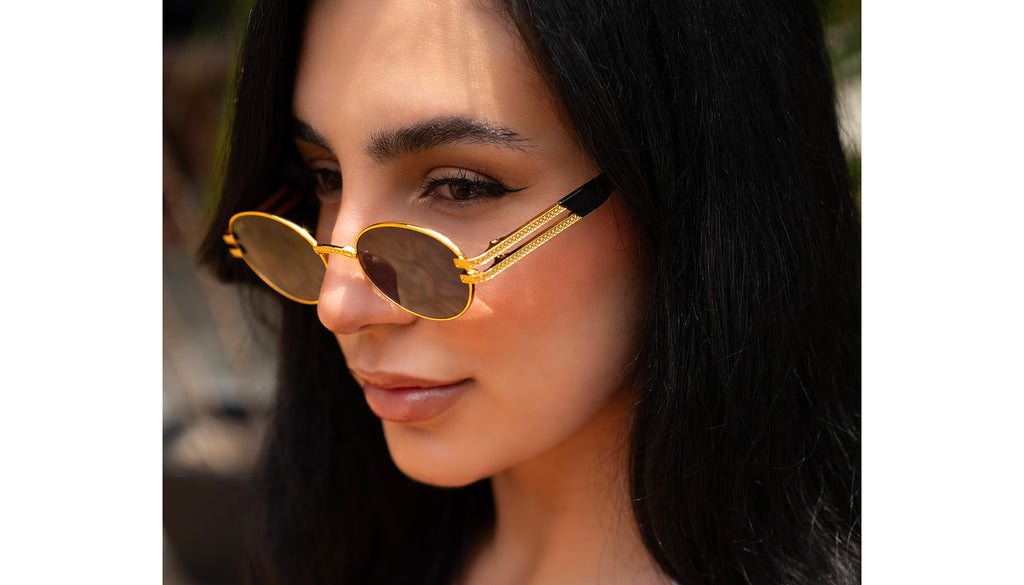 9FIVE Lotus Black & 24K Gold Sunglasses