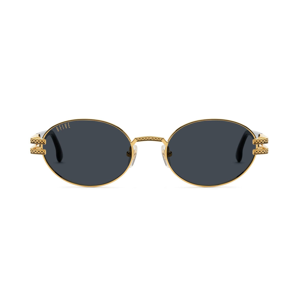 9FIVE Lotus Black & 24K Gold Sunglasses — Regular fit, front [g:black s:reg o:1]
