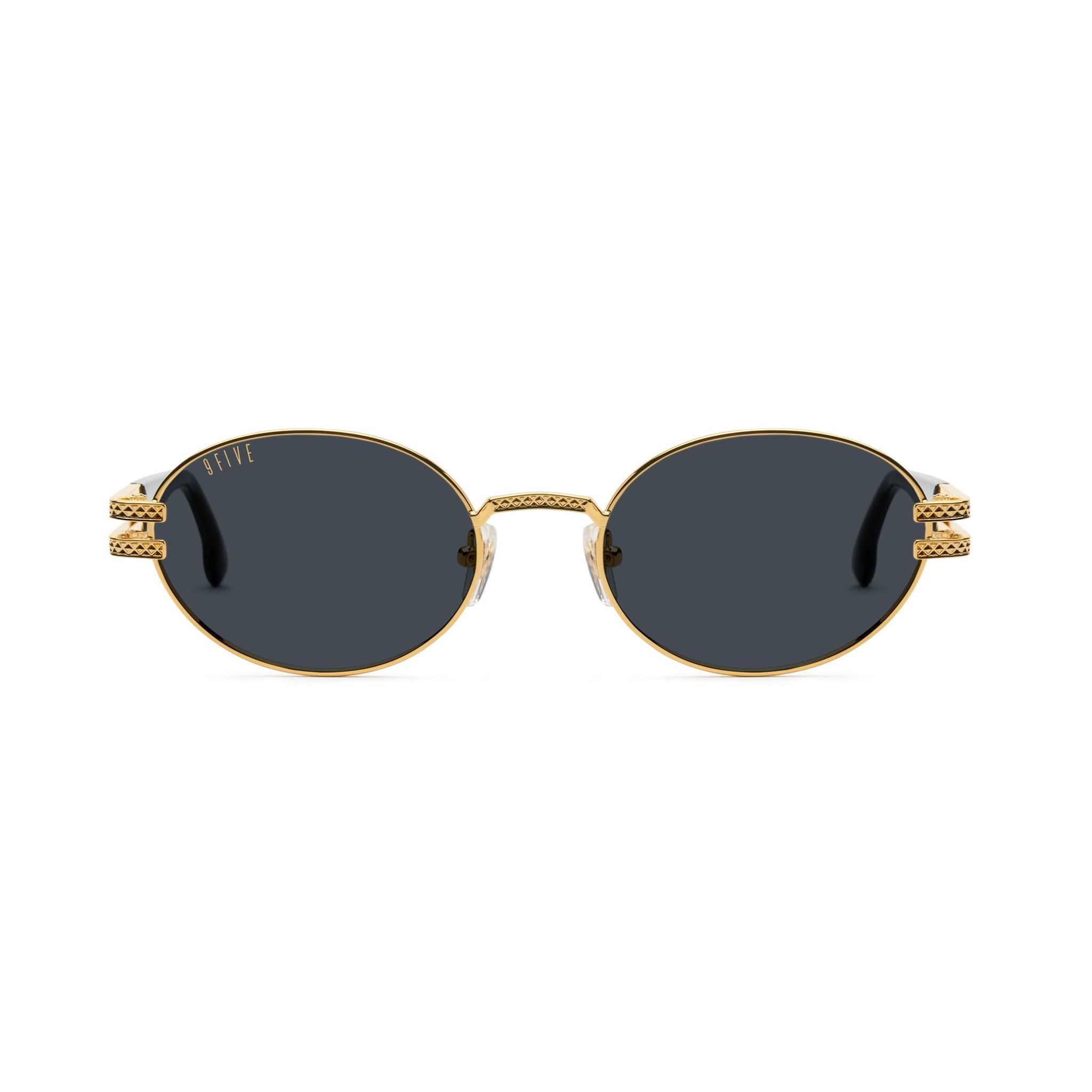 9FIVE Lotus Black & 24K Gold Sunglasses — Regular fit, front [g:black s:reg o:1]
