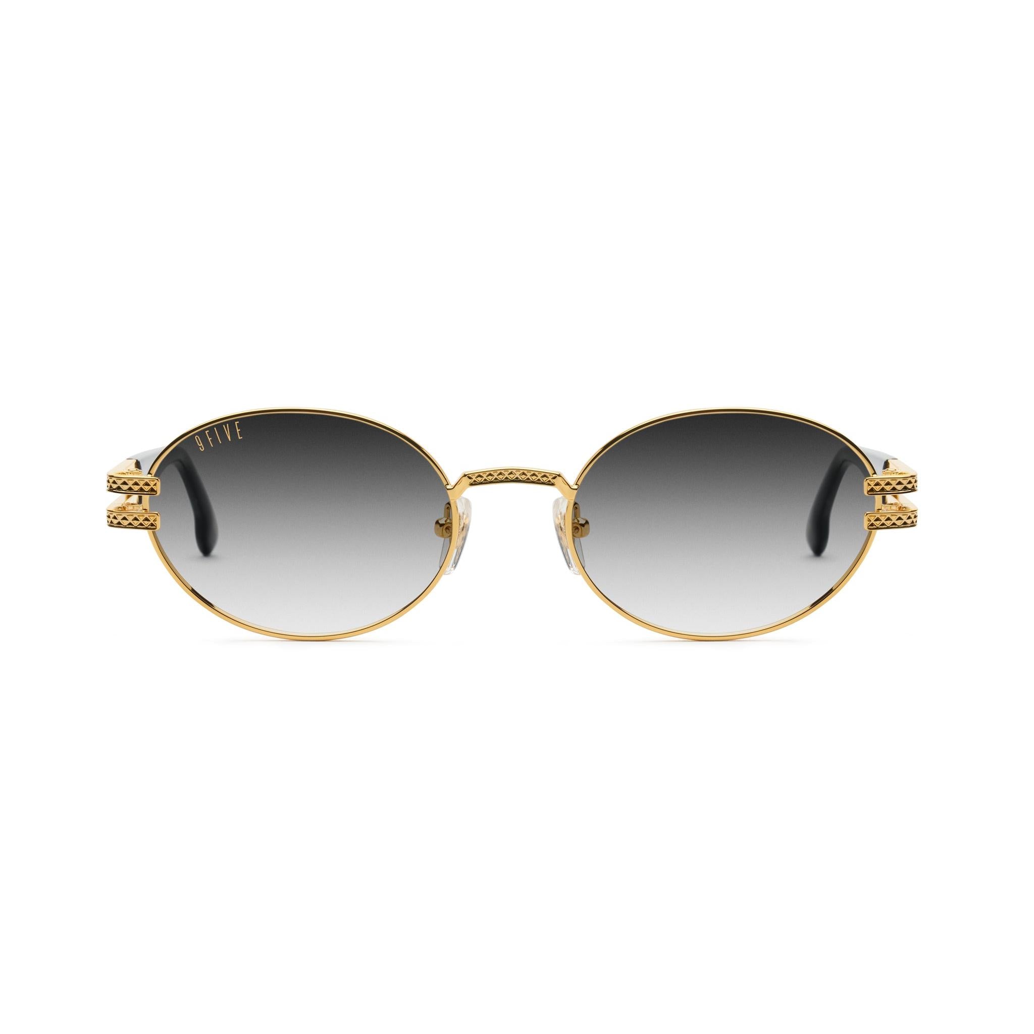9FIVE Lotus Black Gradient & 24K Gold Sunglasses — Regular fit, front [g:black-gradient s:reg o:1]