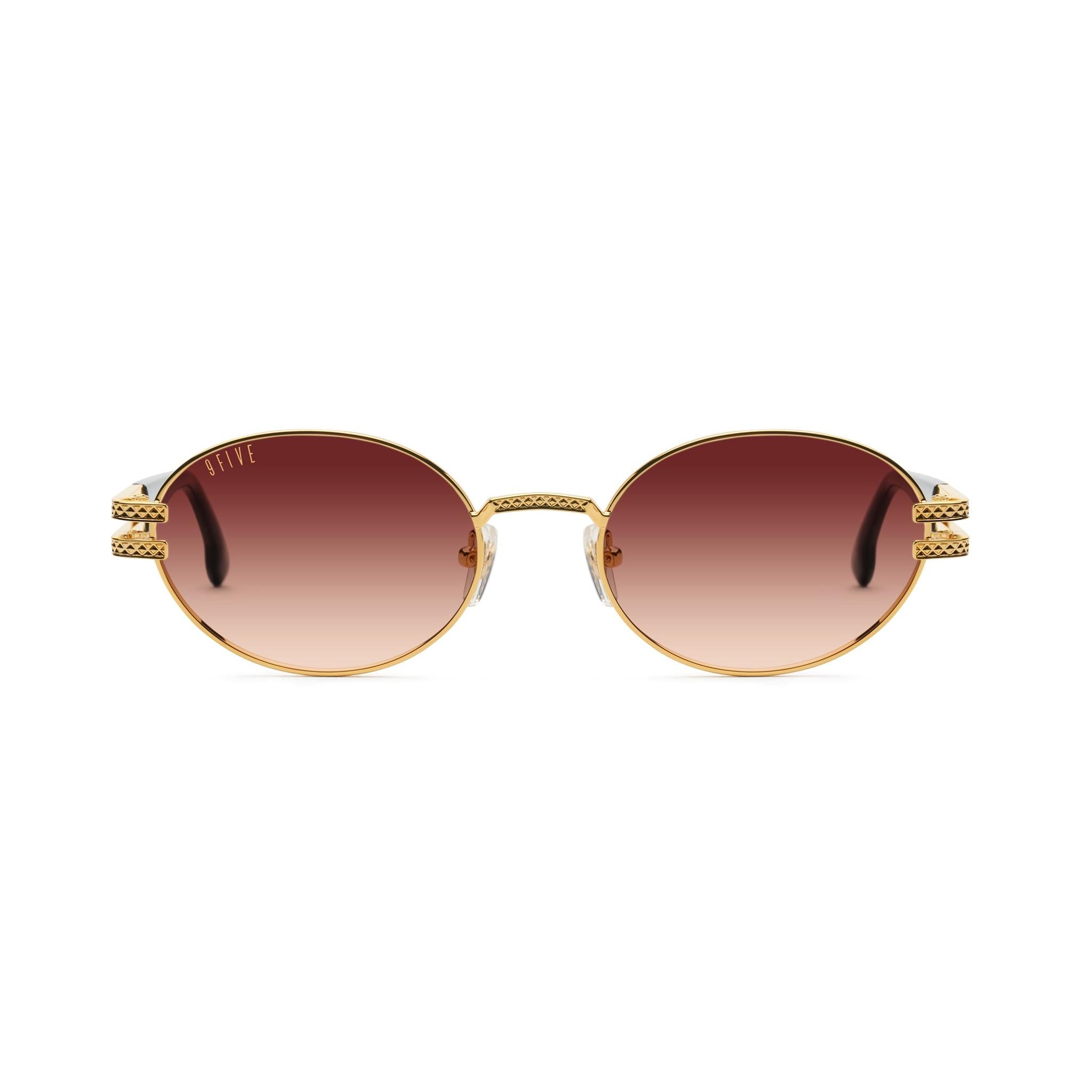 9FIVE Lotus Rum Gradient & 24K Gold Sunglasses — Regular fit, front [g:rum-gradient s:reg o:1]