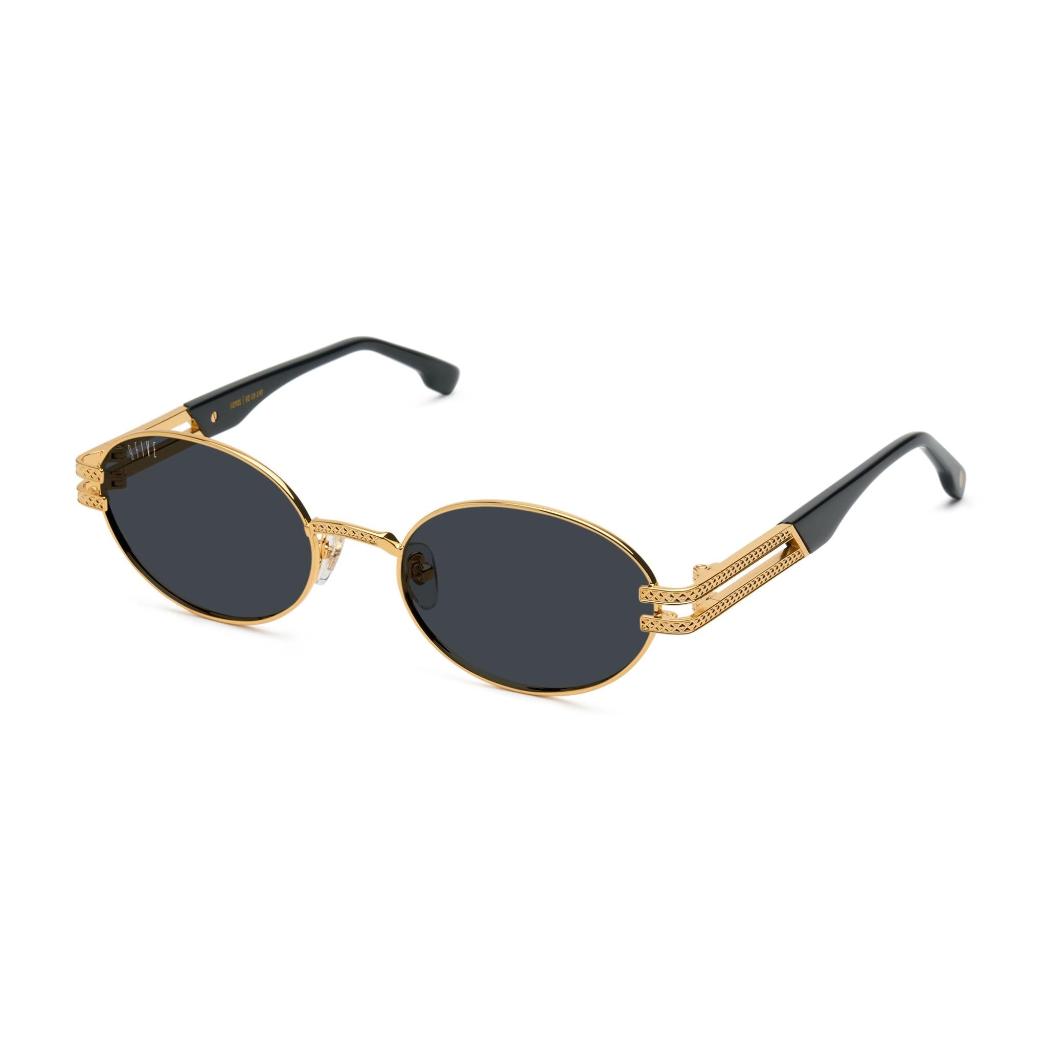 9FIVE Lotus Black & 24K Gold Sunglasses — Regular fit, side [g:black s:reg o:2]