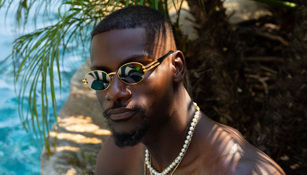 9FIVE Lotus Black & 24K Gold Sunglasses