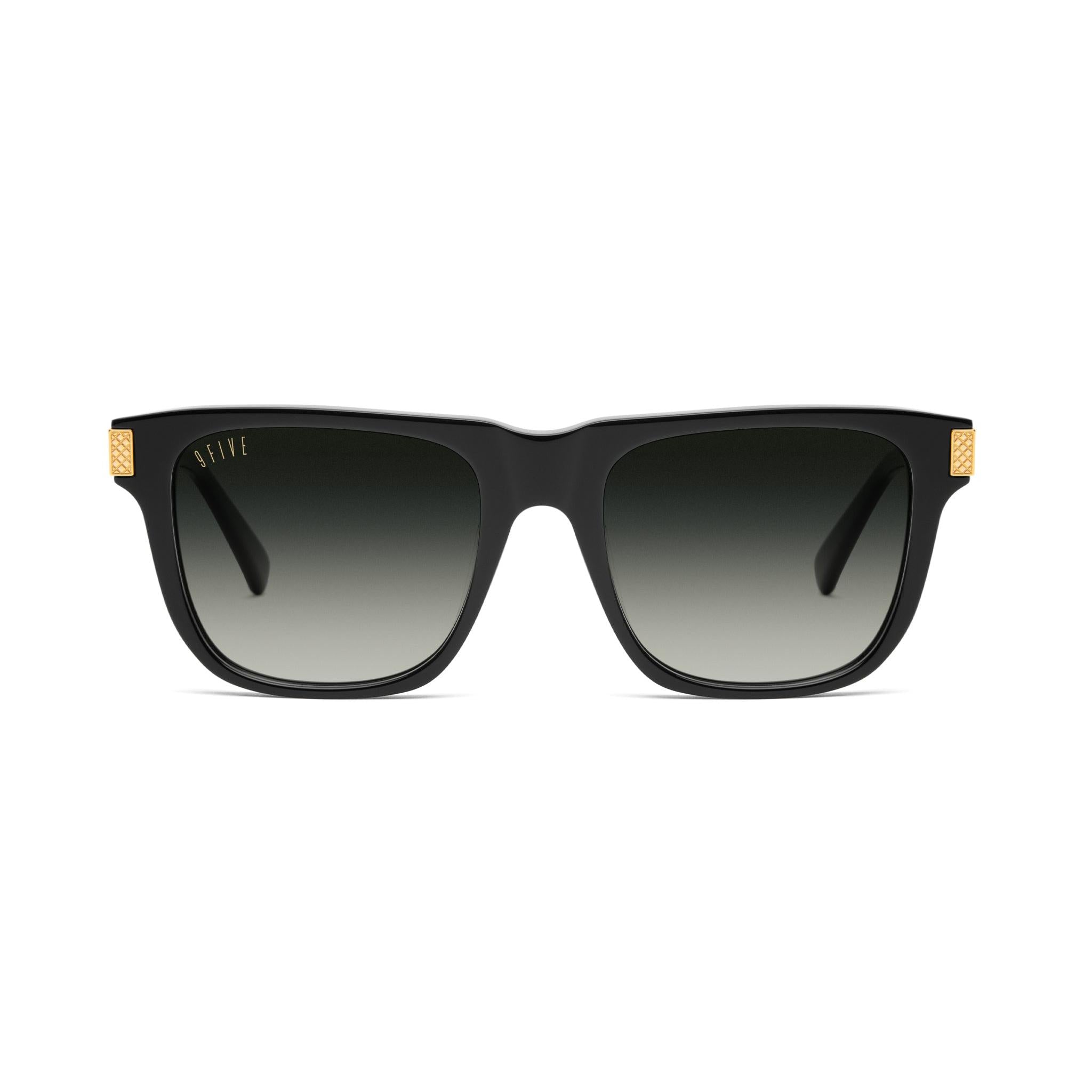 9FIVE Ocean Green Gradient & 24K Gold Sunglasses — front [g:green-gradient s:all o:1]