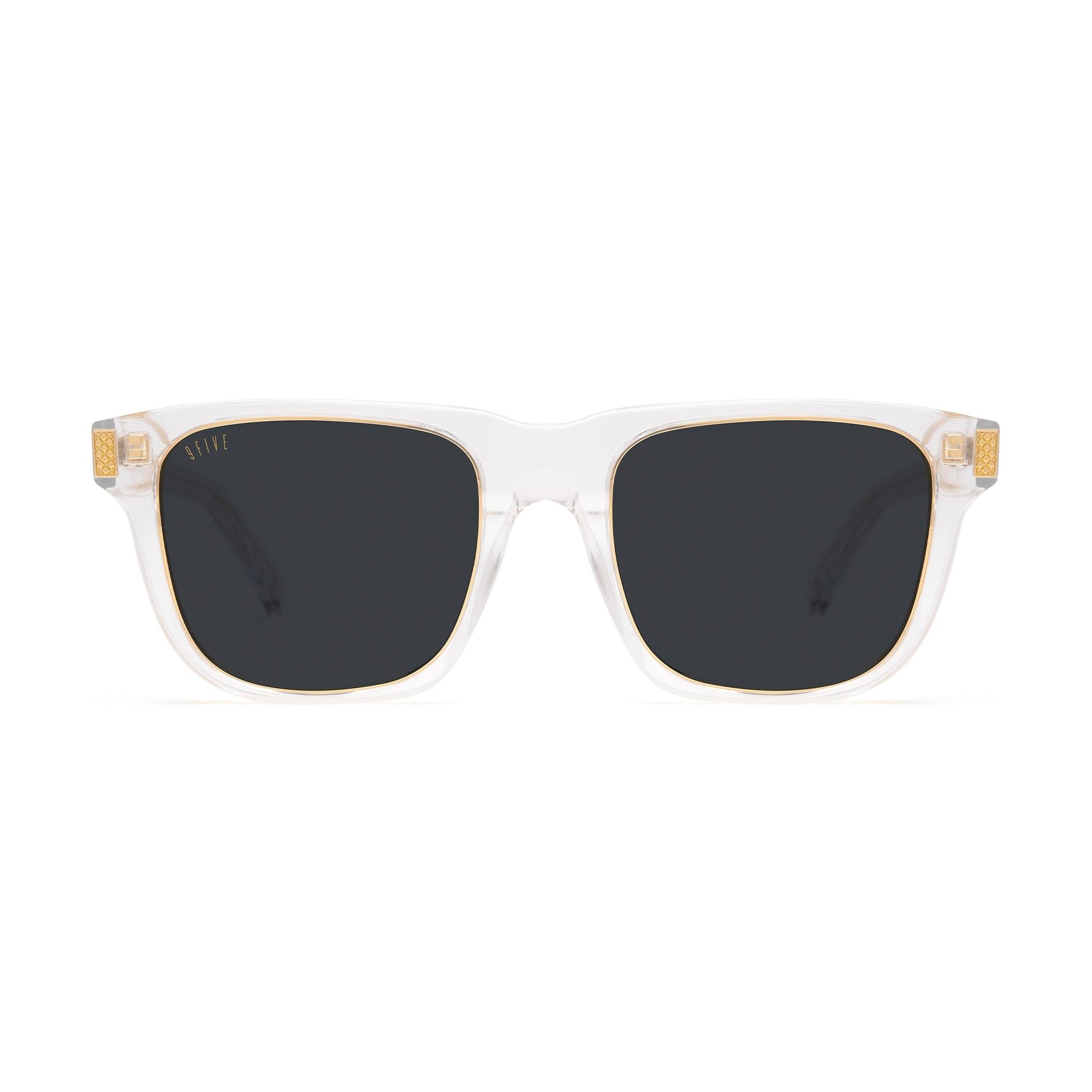9FIVE Ocean Crystal & 24K Gold Black Sunglasses — front [g:black s:all o:1]