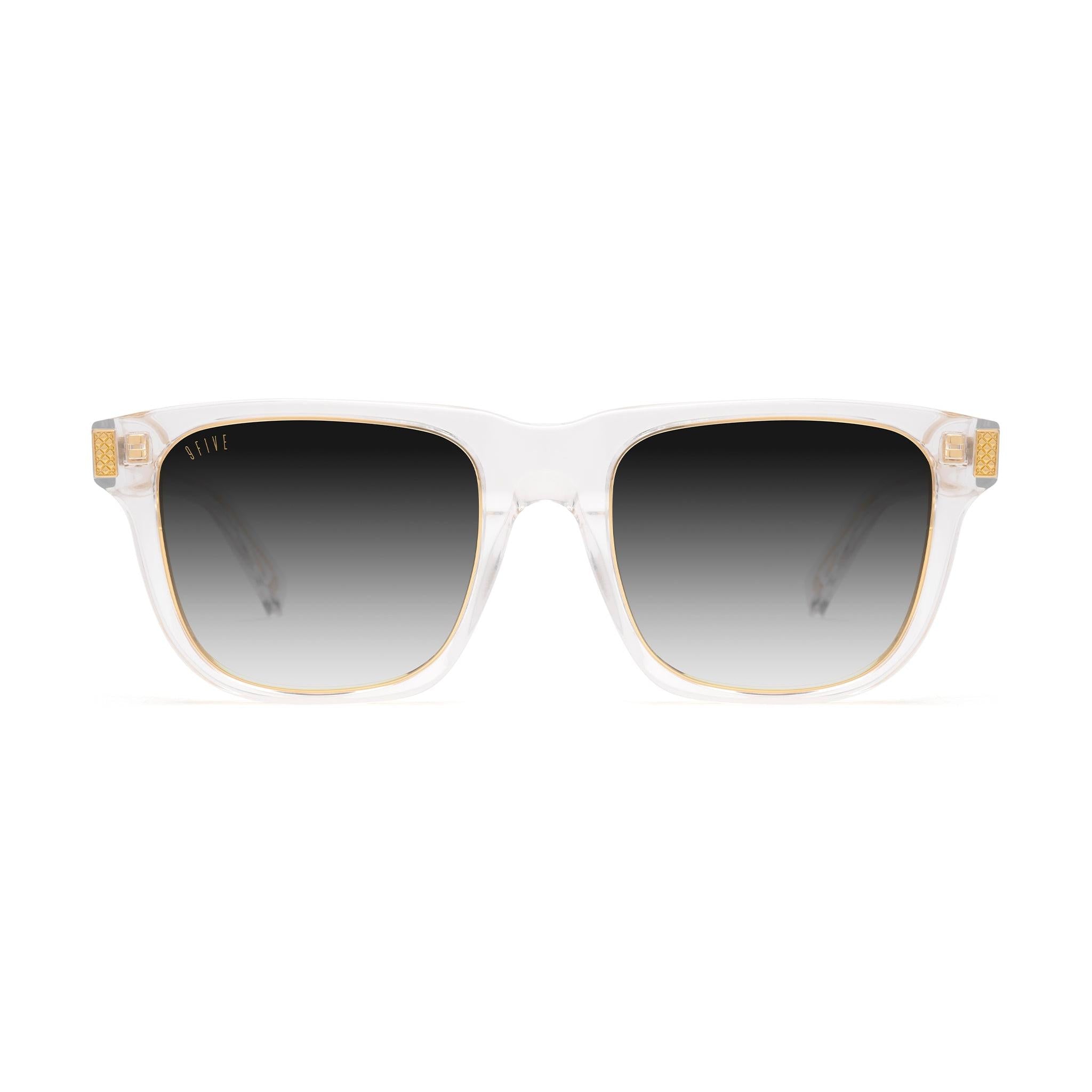 9FIVE Ocean Crystal & 24K Gold Black Gradient Sunglasses — front [g:black-gradient s:all o:1]