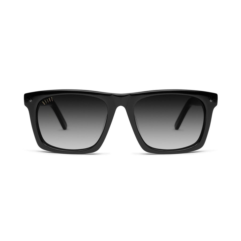 Black sunglasses with gradient lenses on a white background [g:black-gradient s:all o:1]