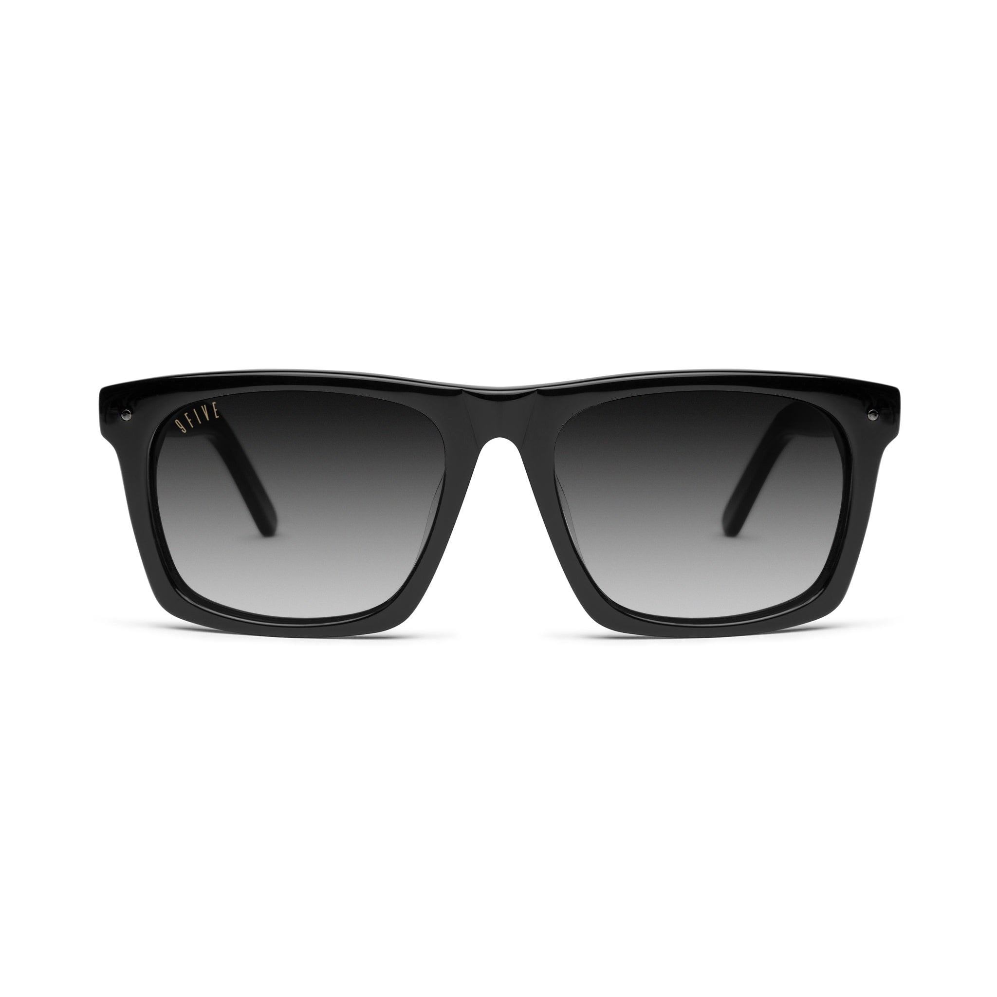 Black sunglasses with gradient lenses on a white background [g:black-gradient s:all o:1]