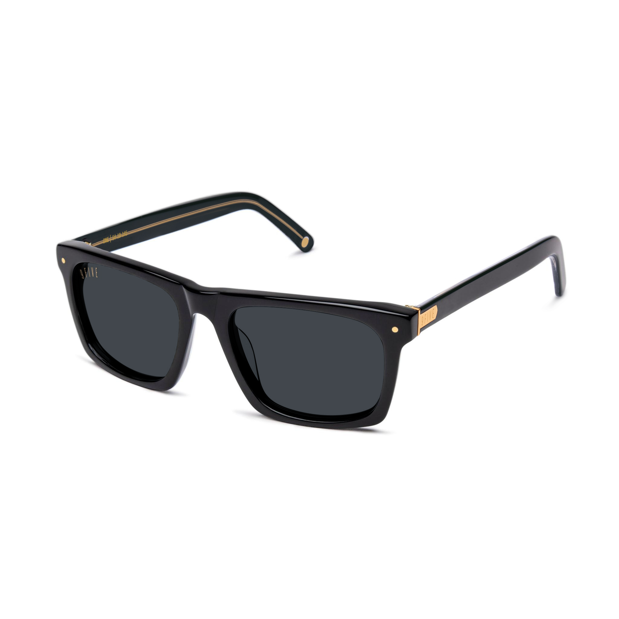 Black rectangular sunglasses on a product style white background [g:black s:all o:2]