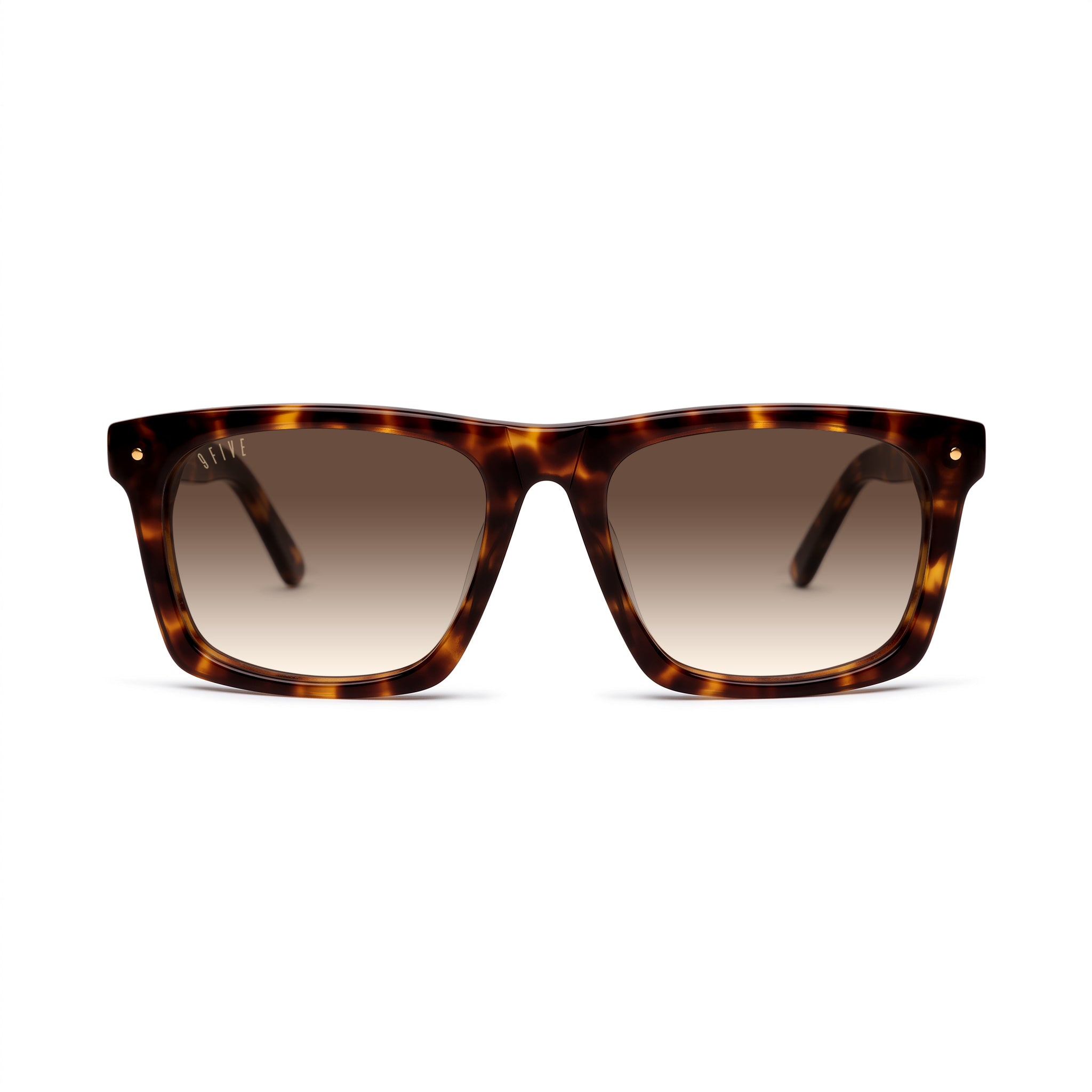 Rectangle sunglasses with a classic tortoiseshell frame and gradient brown lenses, shown against a plain white background. Tortoiseshell sunglasses with gradient lenses [g:gradient s:all o:1]