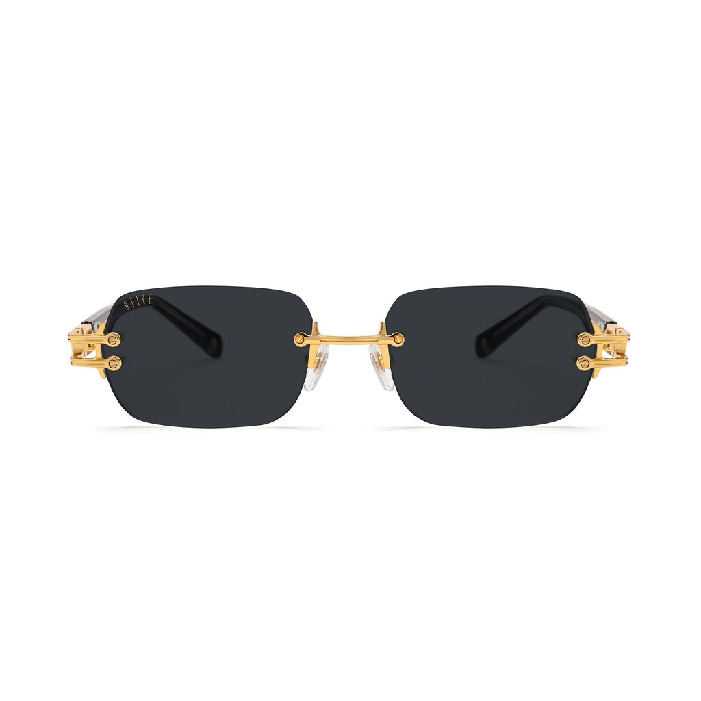 9FIVE Purity Black & 24K Gold Sunglasses — front [g:black s:all o:1]