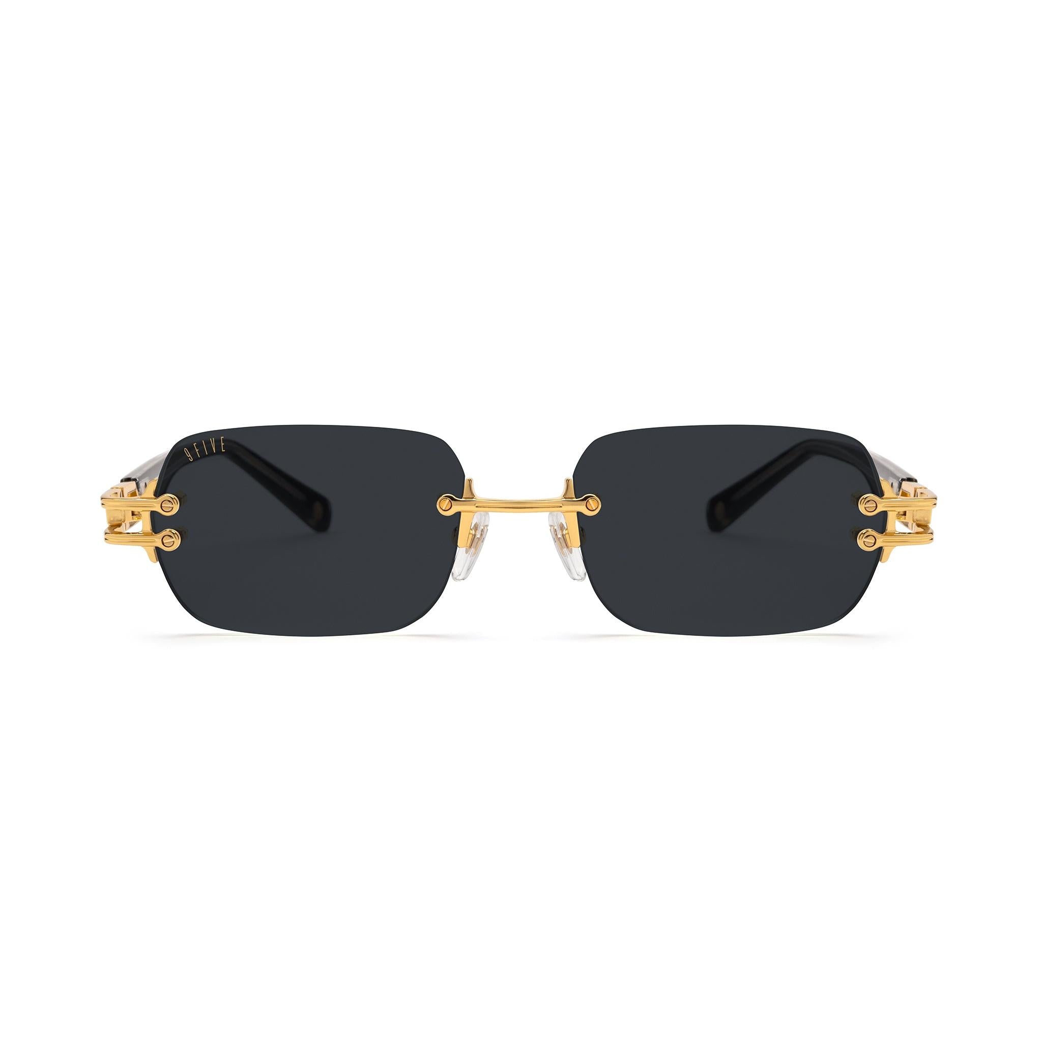 9FIVE Purity Black & 24K Gold Sunglasses — front [g:black s:all o:1]