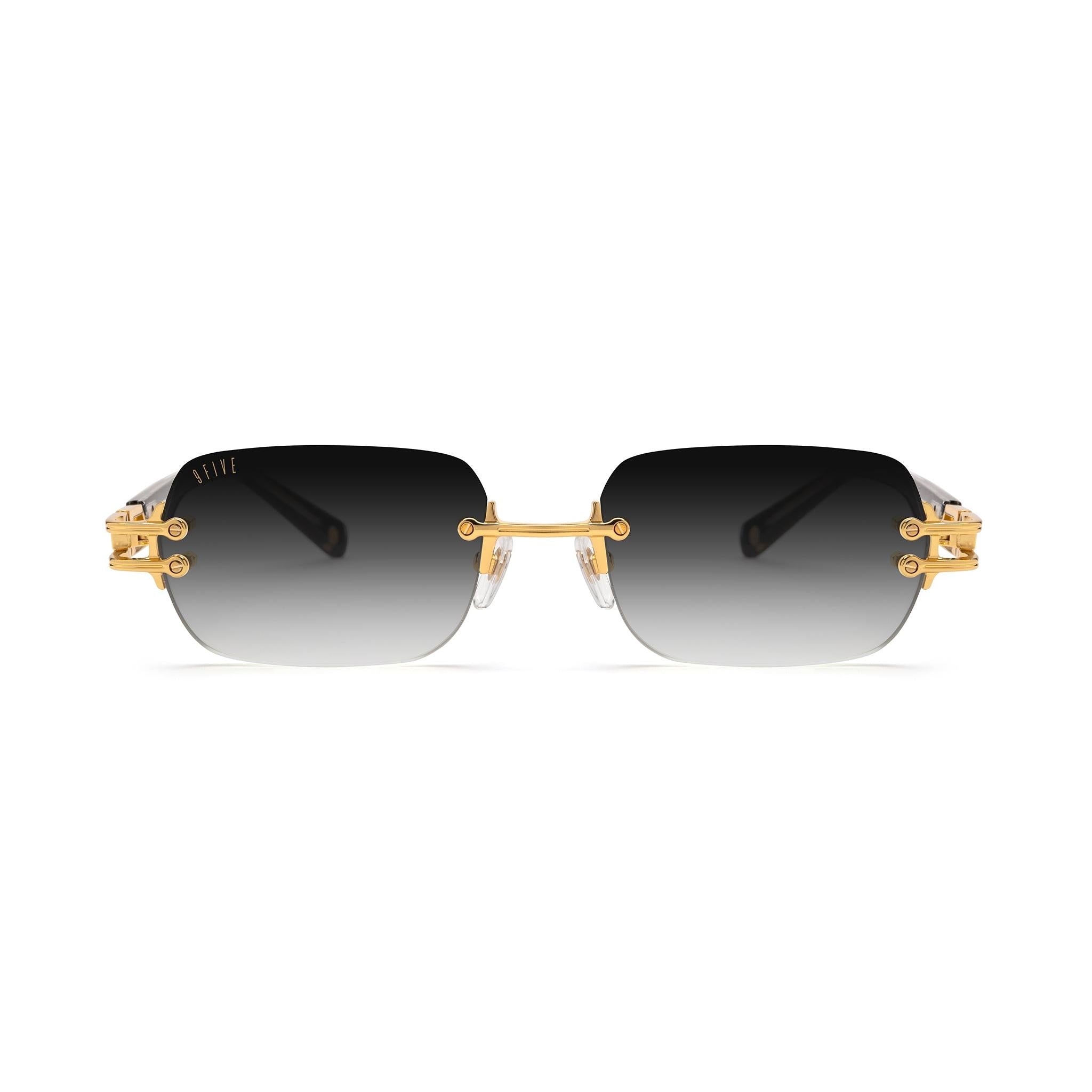 9FIVE Purity Black Gradient & 24K Gold Sunglasses — front [g:black-gradient s:all o:1]
