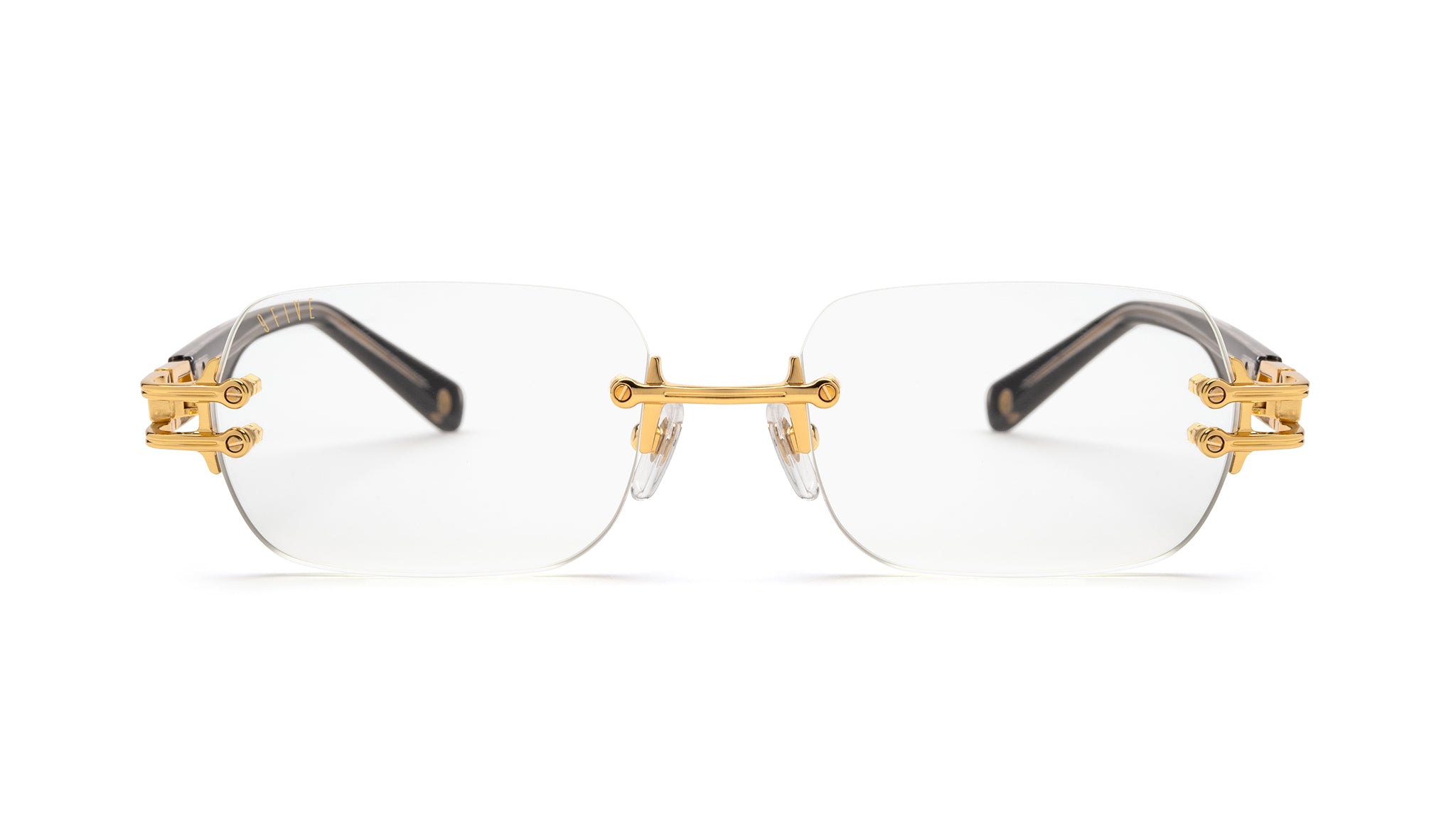 9FIVE Purity Black & 24K Gold Clear Lens Glasses
