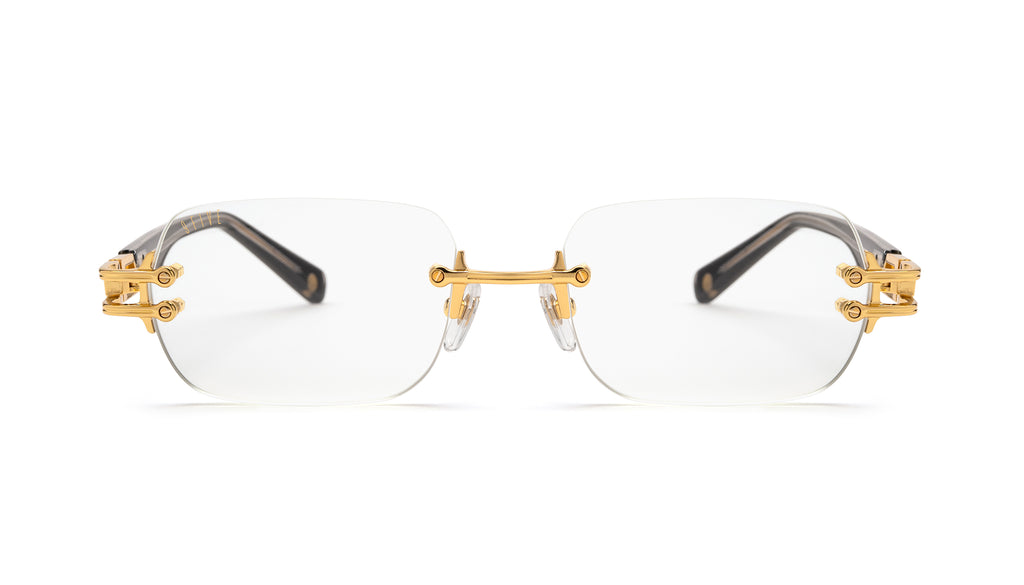9FIVE Purity Black & 24K Gold Clear Lens Glasses