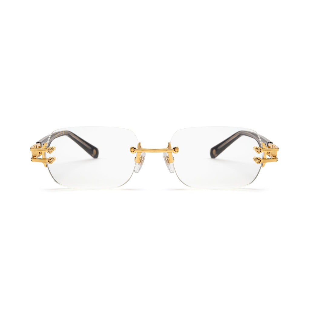 9FIVE Purity Black & 24K Gold Clear Lens Glasses Rx
