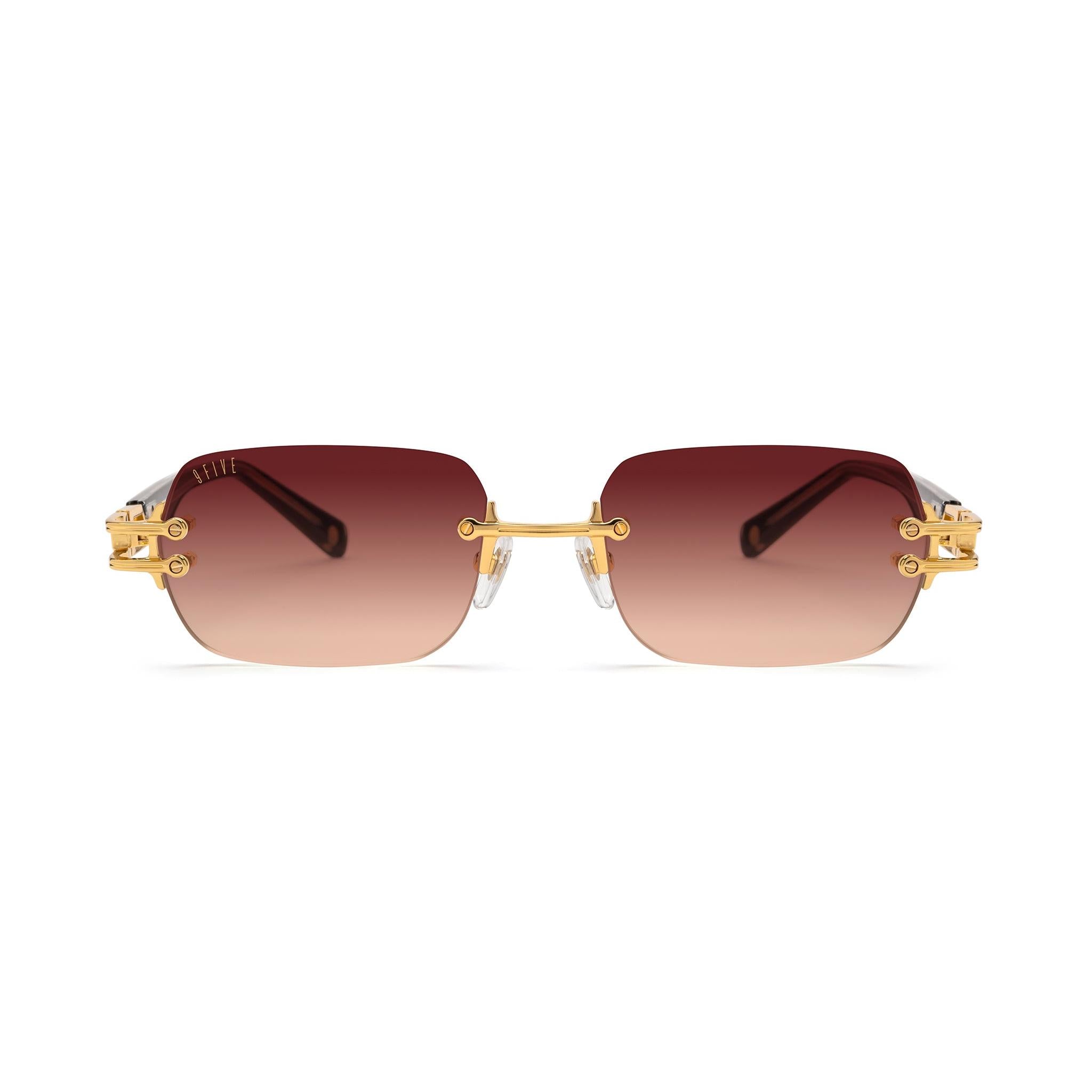 9FIVE Purity Rum Gradient & 24K Gold Sunglasses — front [g:rum-gradient s:all o:1]