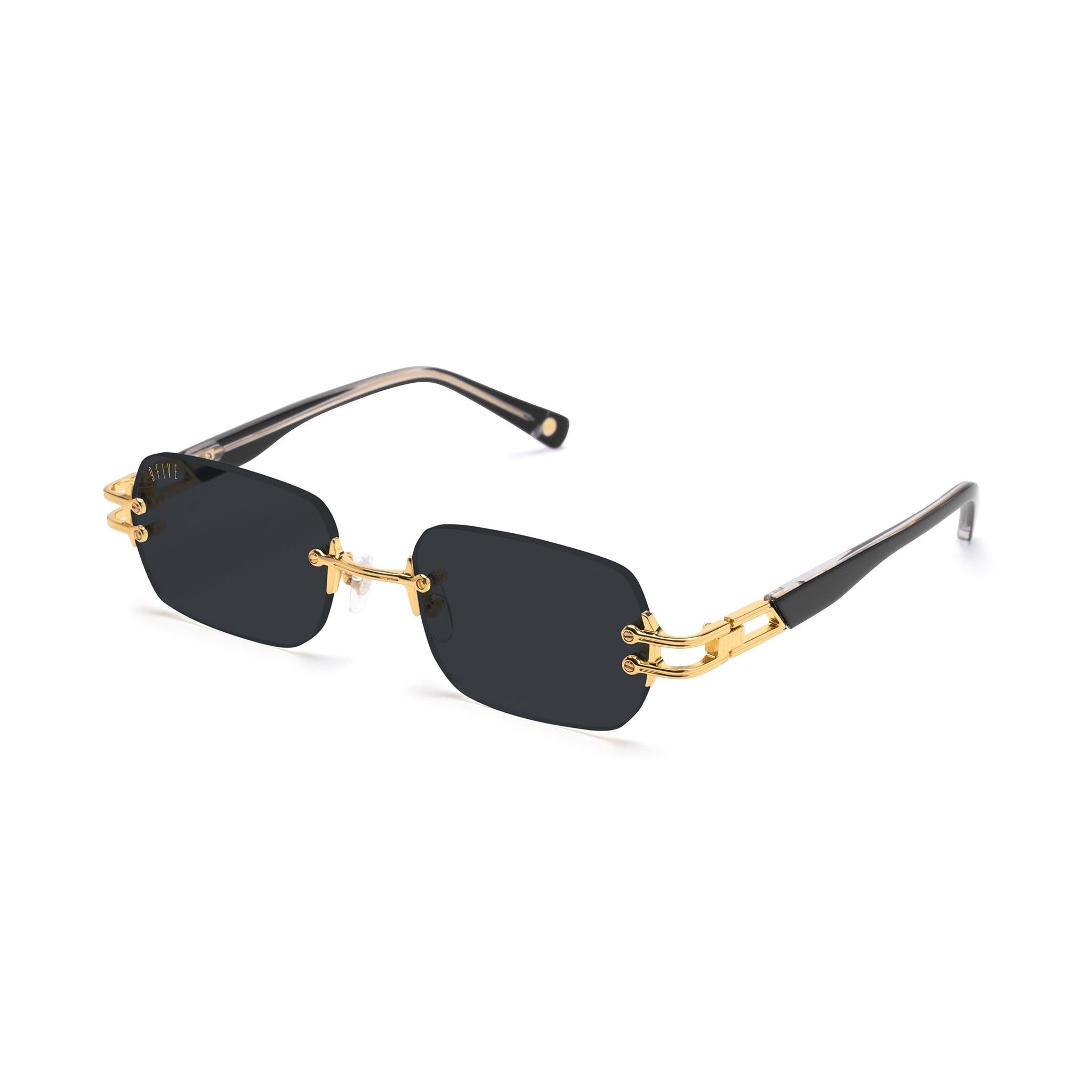 9FIVE Purity Black & 24K Gold Sunglasses — side [g:black s:all o:2]