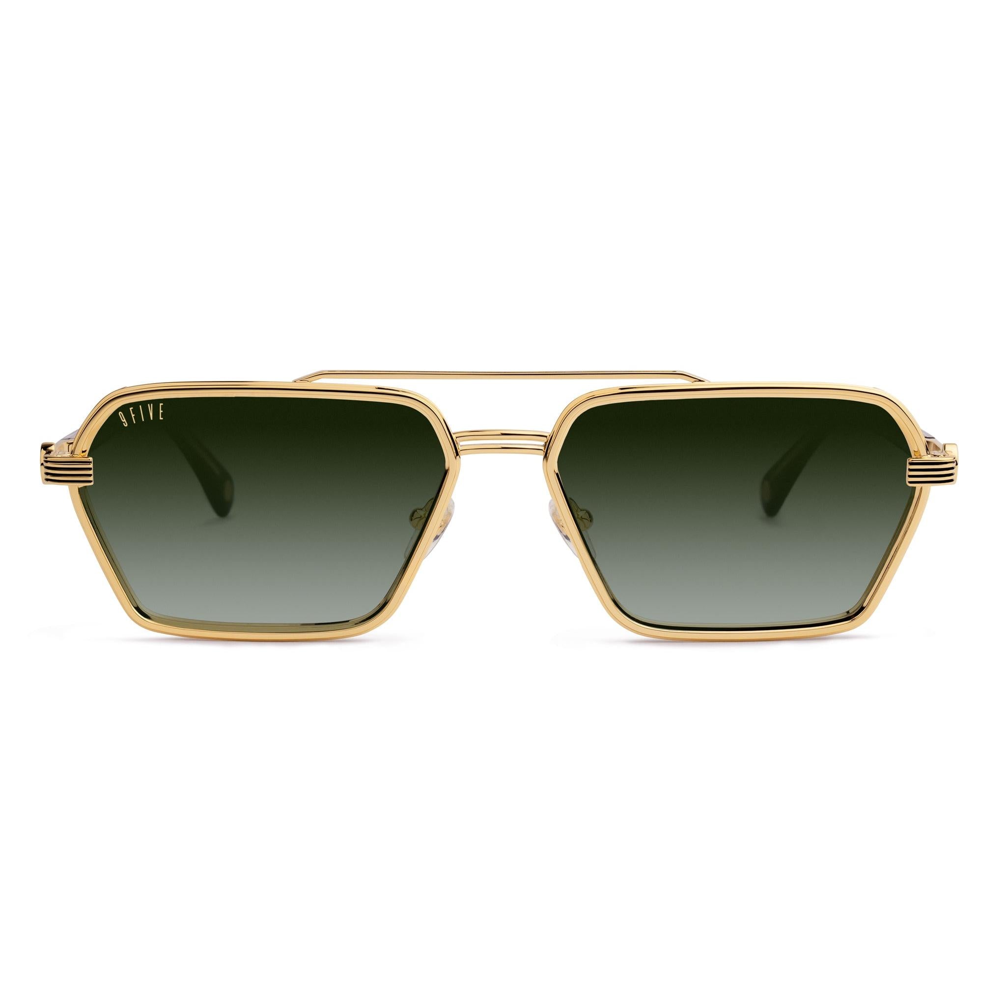 9FIVE Reign Green Gradient & 24K Gold Sunglasses — XL fit, front [g:green-gradient s:xl o:1]