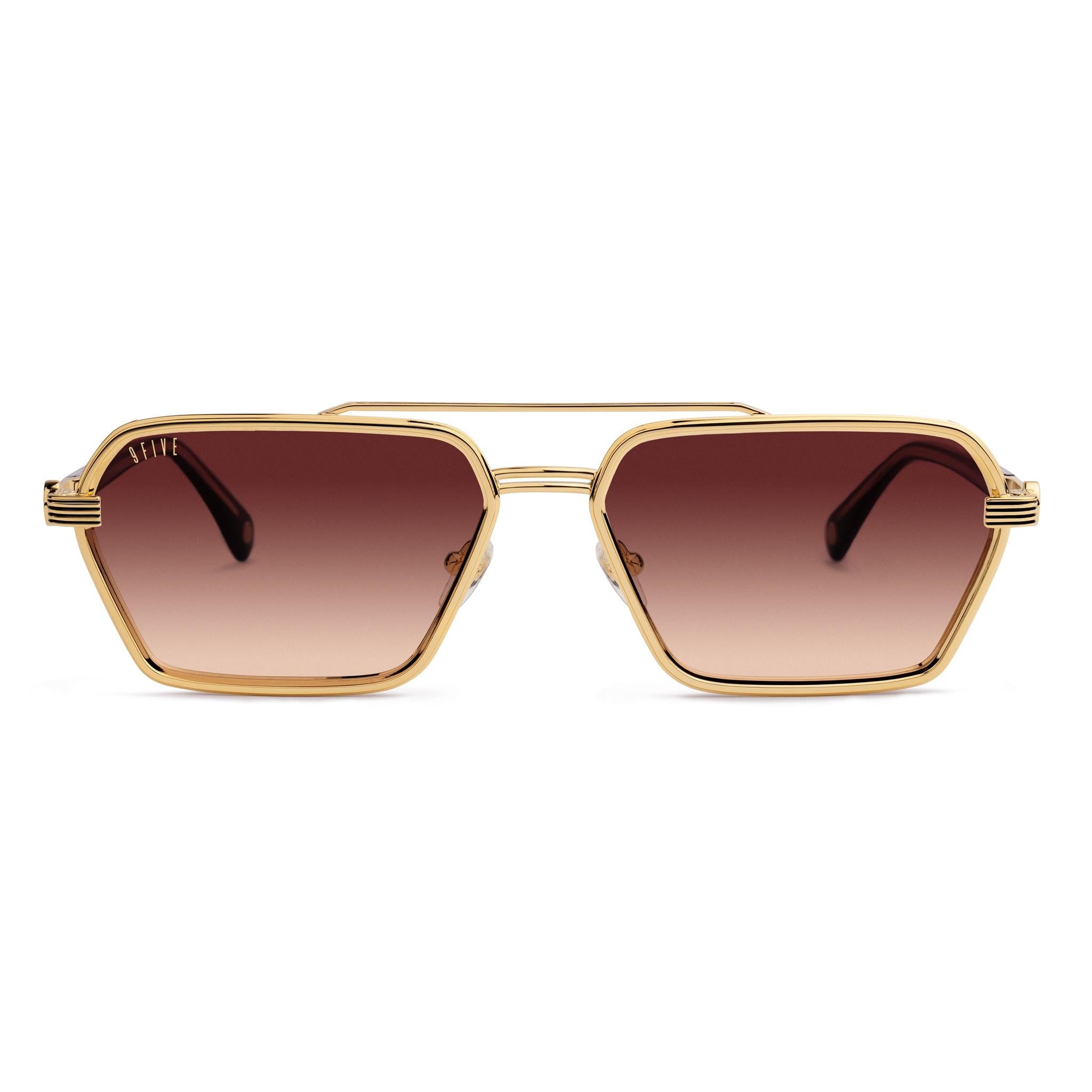 9FIVE Reign Rum Gradient & 24K Gold Sunglasses — XL fit, front [g:rum-gradient s:xl o:1]