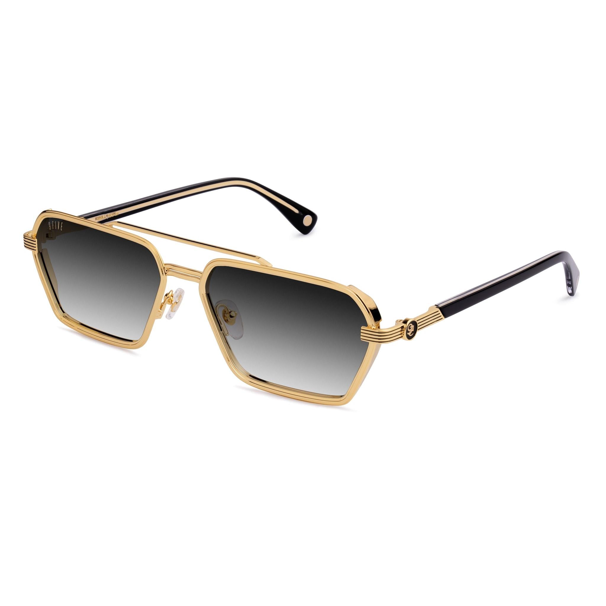 9FIVE Reign Black Gradient & 24K Gold Sunglasses — XL fit, side [g:black-gradient s:xl o:2]