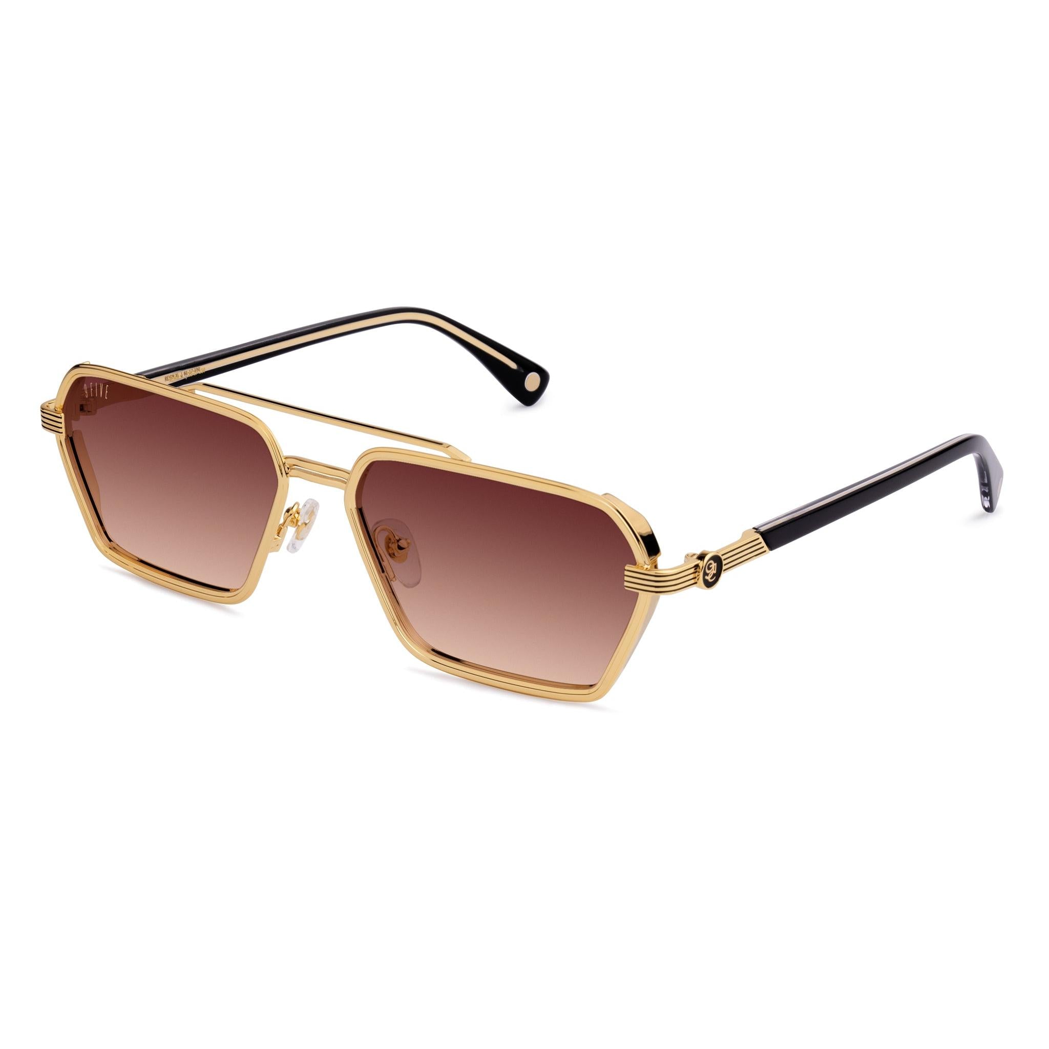 9FIVE Reign Rum Gradient & 24K Gold Sunglasses — XL fit, side [g:rum-gradient s:xl o:2]
