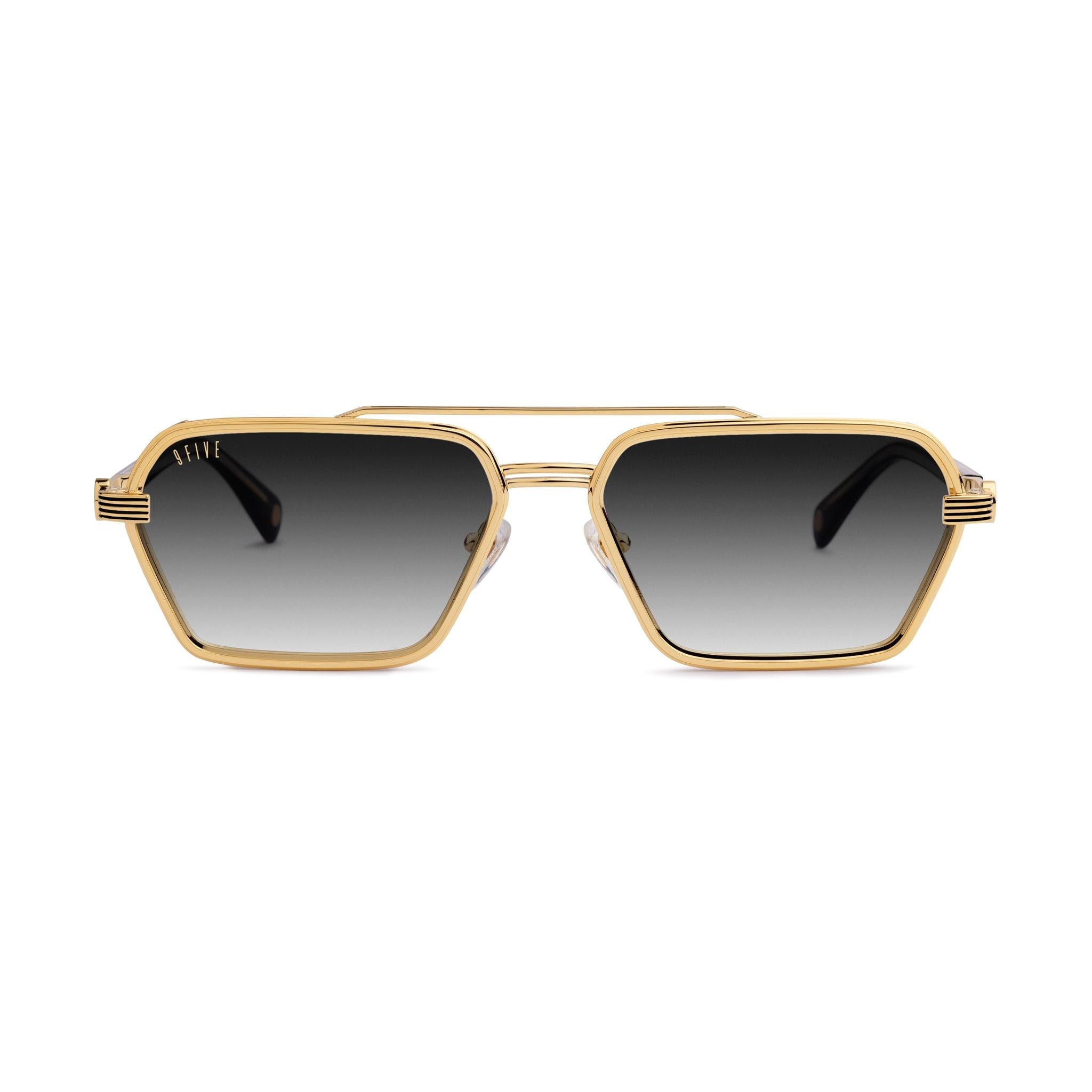 9FIVE Reign Black Gradient & 24K Gold Sunglasses — Regular fit, front [g:black-gradient s:reg o:1]
