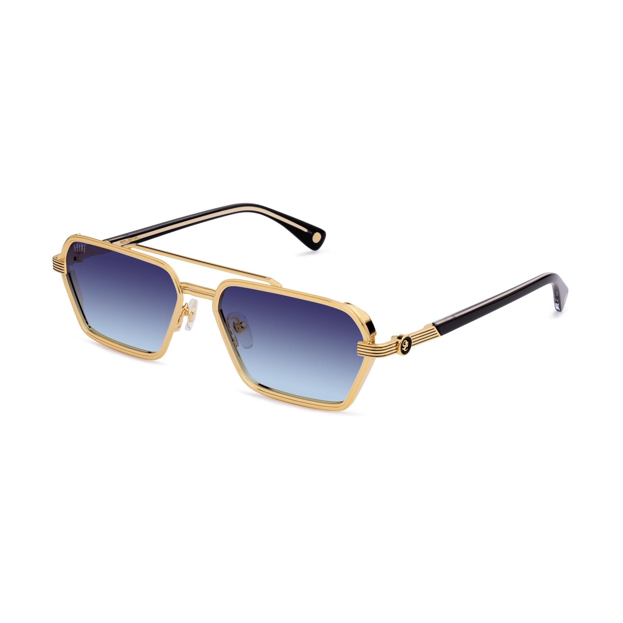 9FIVE Reign Midnight Gradient & 24K Gold Sunglasses — Regular fit, side [g:midnight-gradient s:reg o:2]