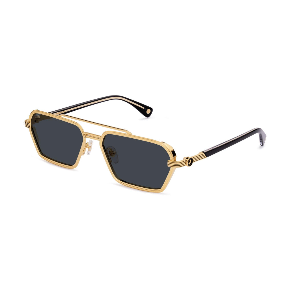 9FIVE Reign Black & 24K Gold Sunglasses — Regular fit, side [g:black s:reg o:2]