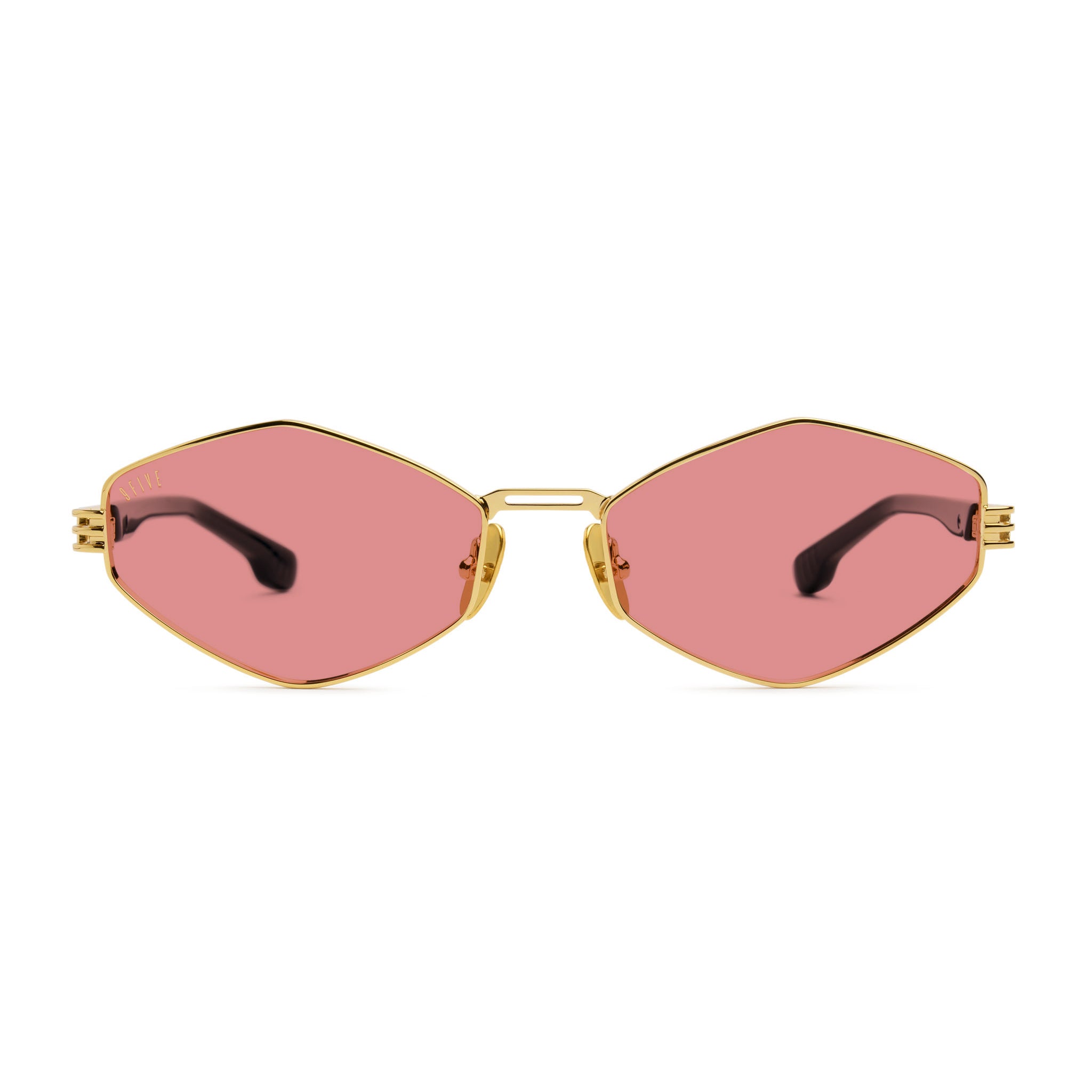 9FIVE Iris Rhombus Pink & 24K Gold Sunglasses — front [g:pink s:all o:1]