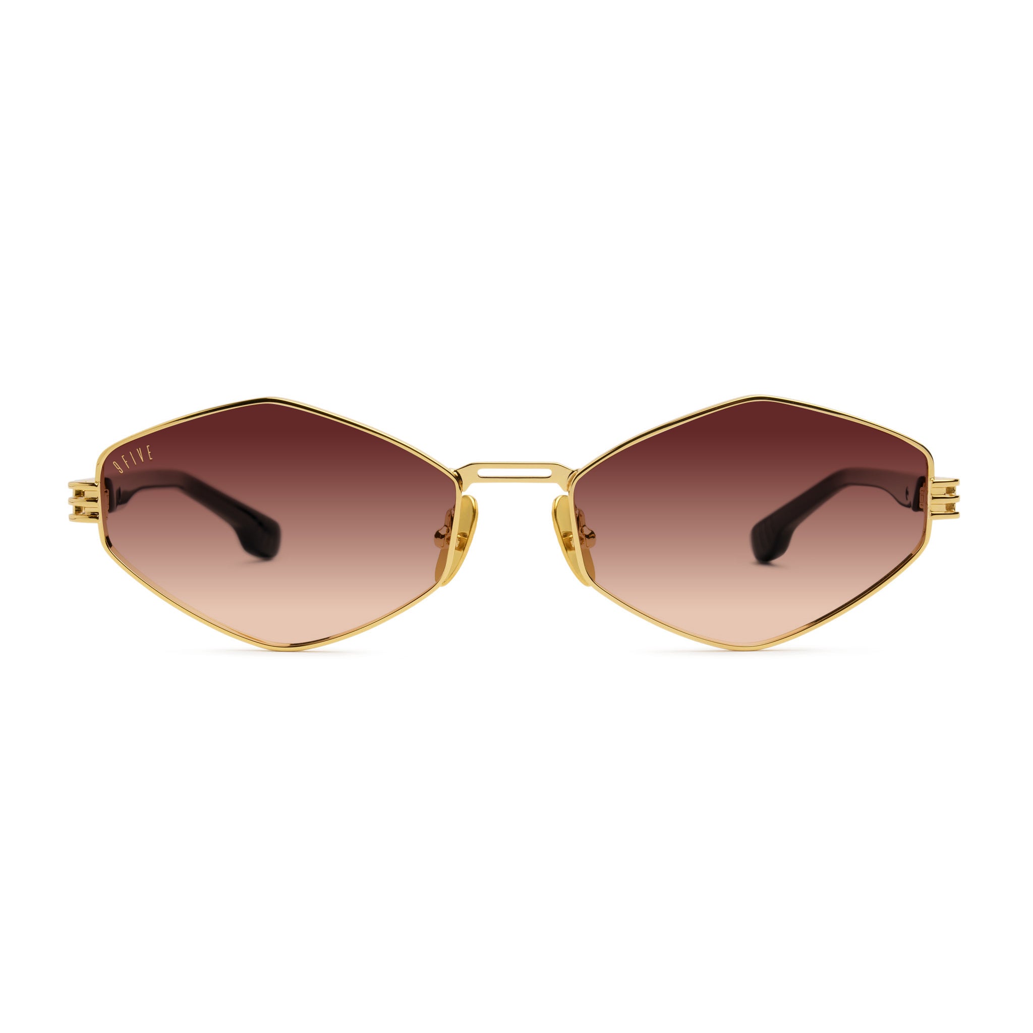 9FIVE Iris Rhombus Rum Gradient & 24K Gold Sunglasses — front [g:rum-gradient s:all o:1]