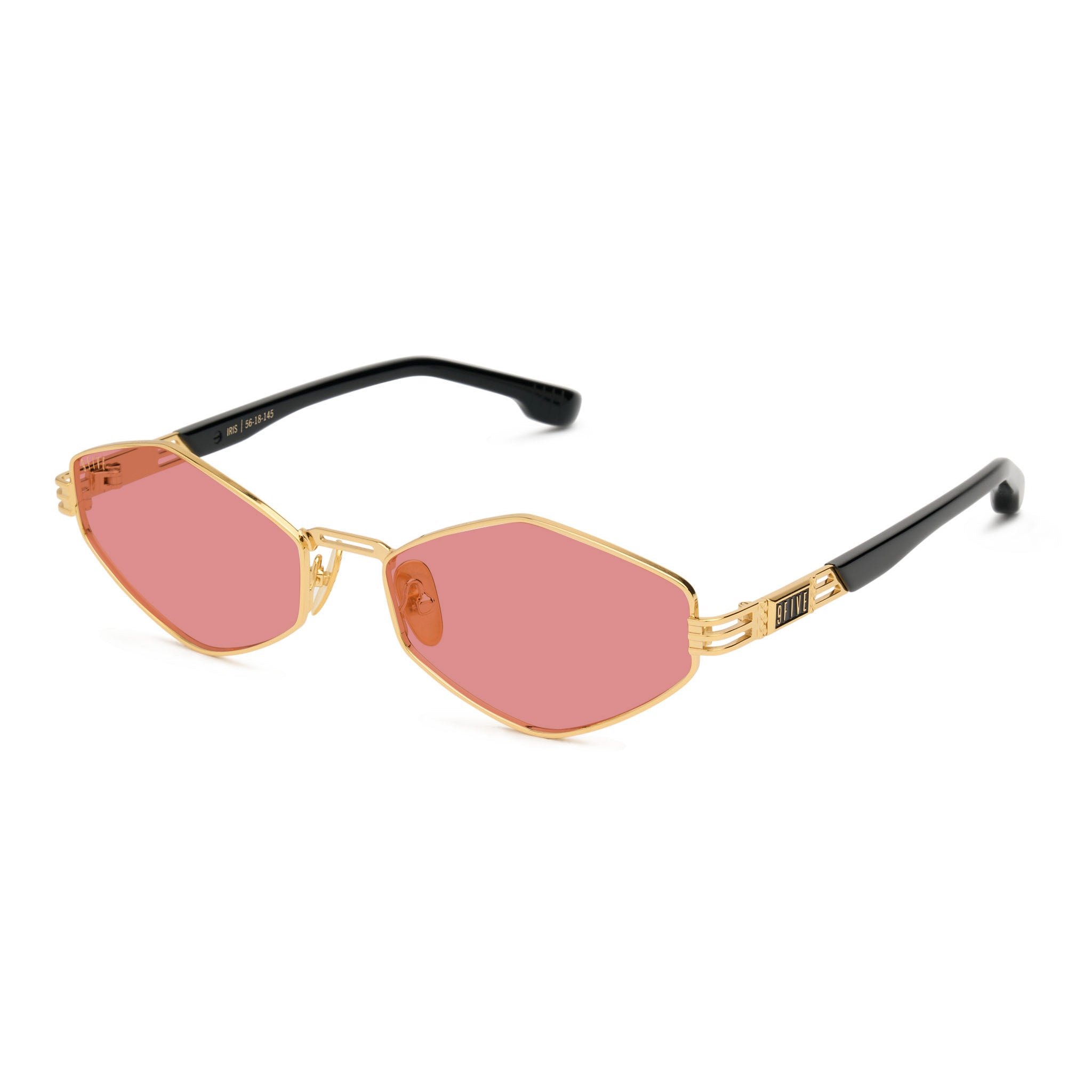 9FIVE Iris Rhombus Pink & 24K Gold Sunglasses — side [g:pink s:all o:2]