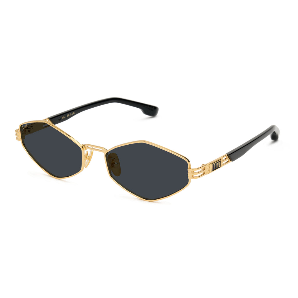 9FIVE Iris Rhombus Black & 24K Gold Sunglasses — side [g:black s:all o:2]