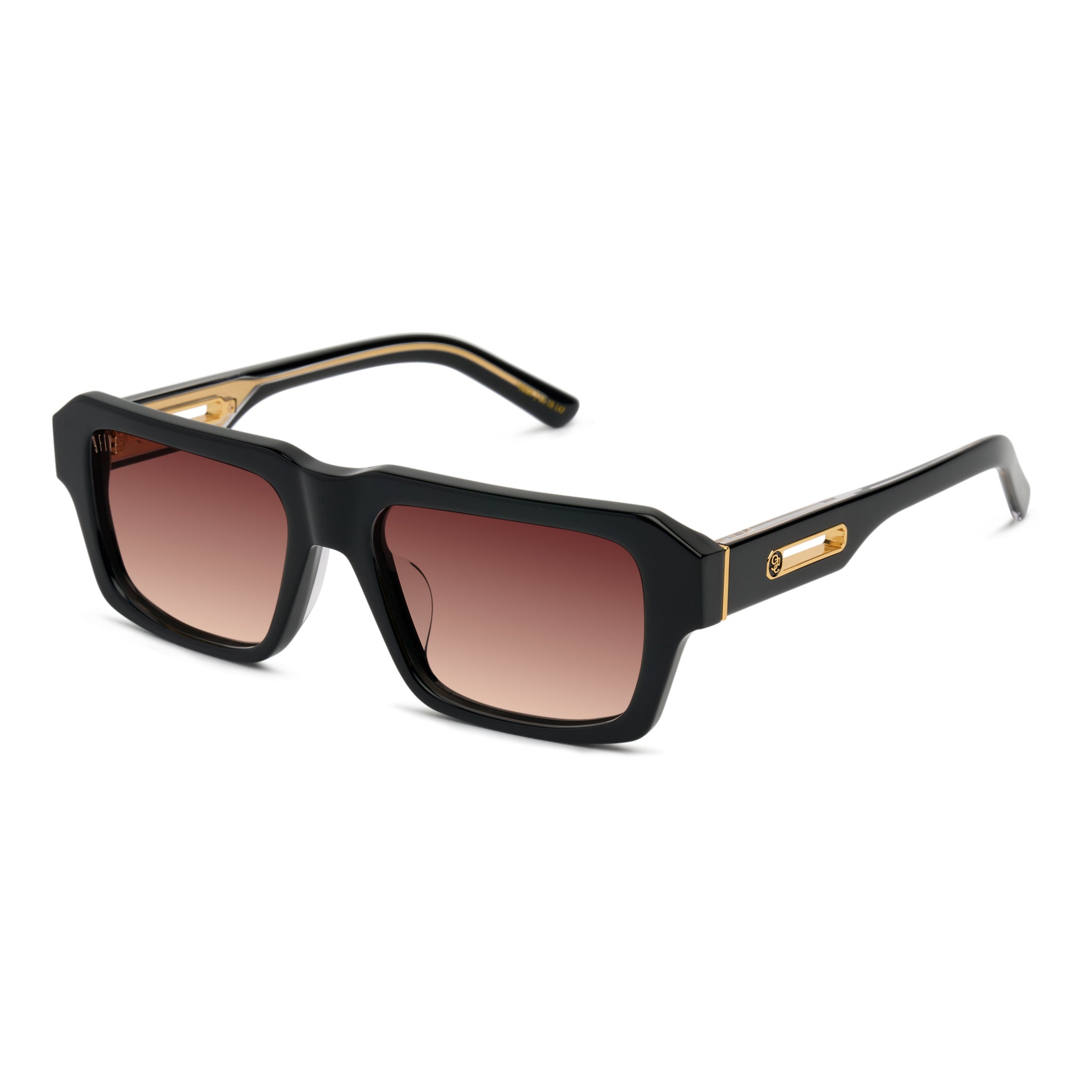 9FIVE Rook Rum Gradient & 24K Gold Sunglasses — side [g:rum-gradient s:all o:2]