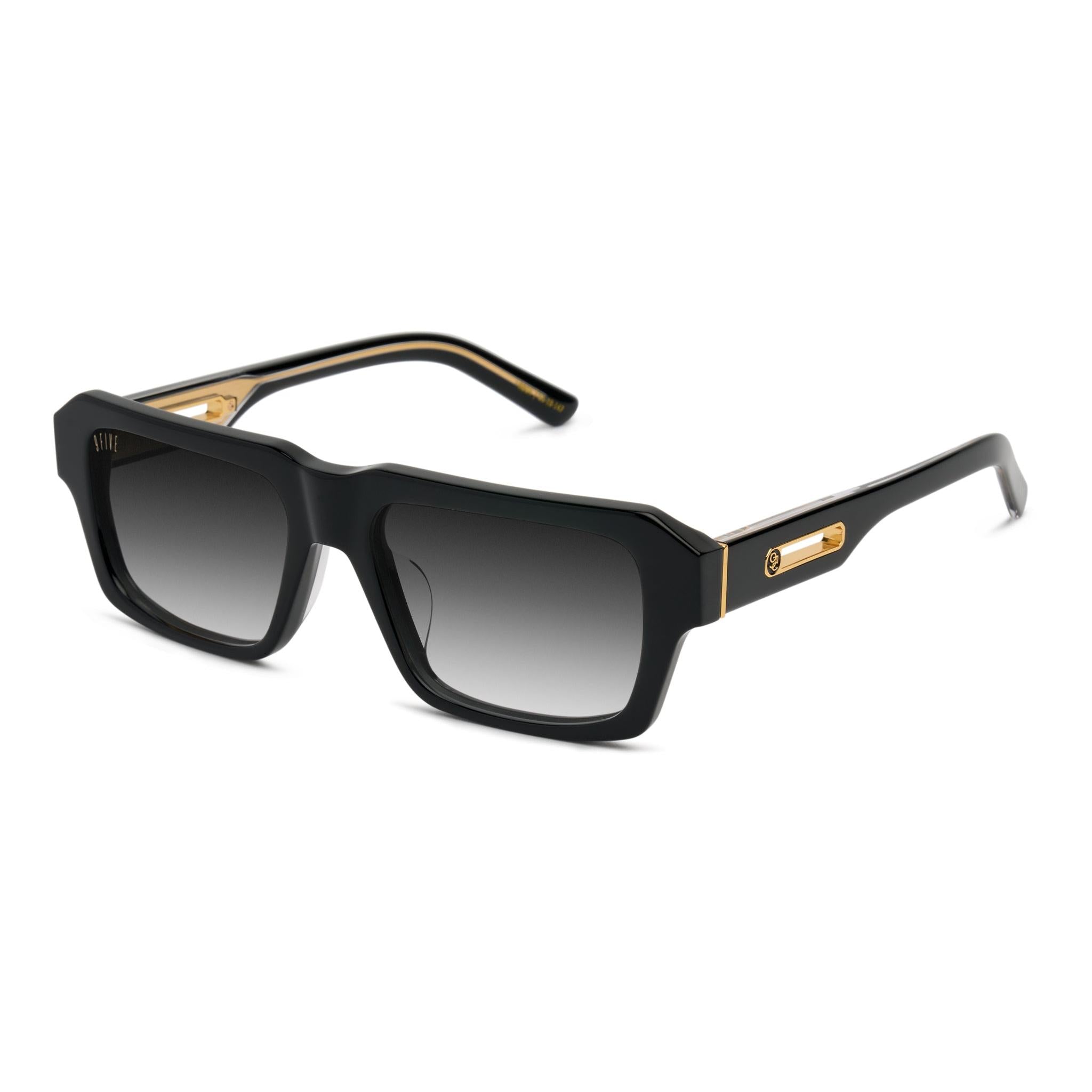 9FIVE Rook Black Gradient & 24K Gold Sunglasses — side [g:black-gradient s:all o:2]