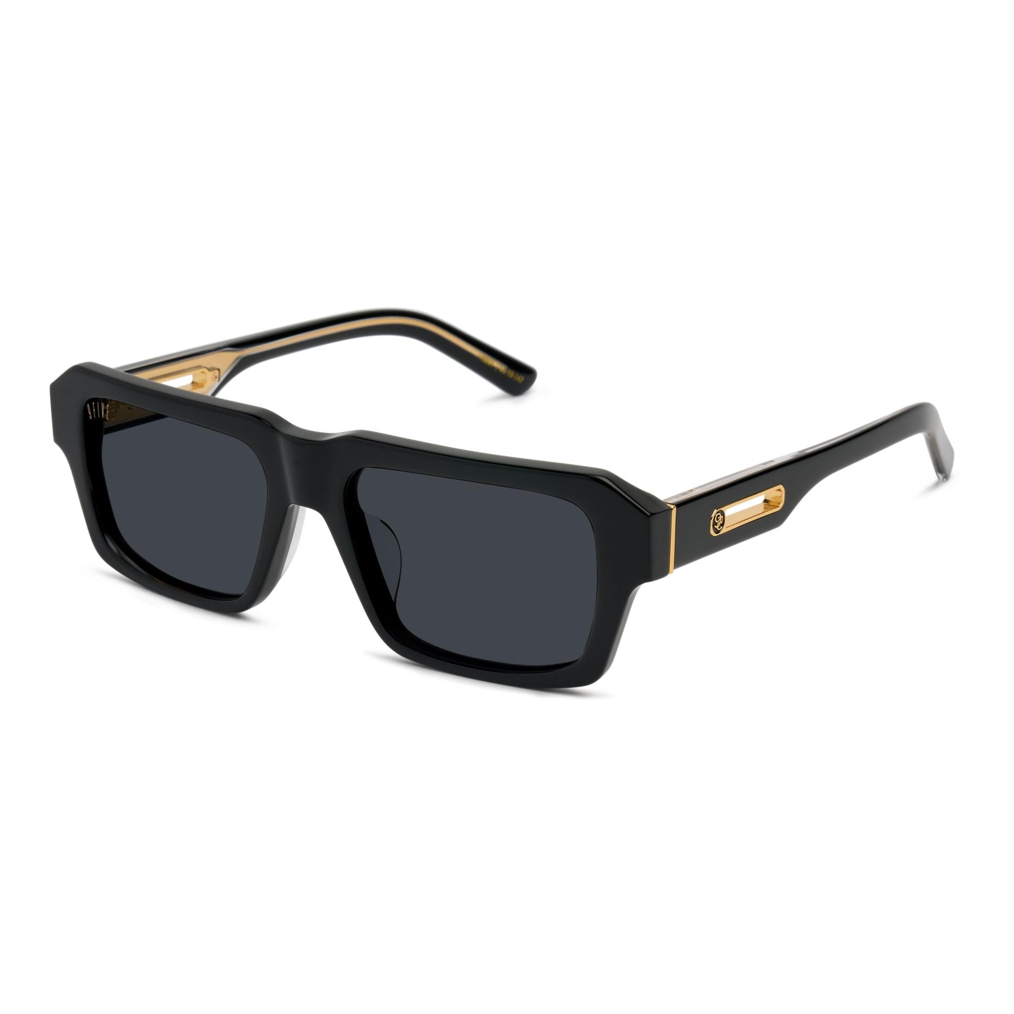 9FIVE Rook Black & 24K Gold Sunglasses — side [g:black s:all o:2]