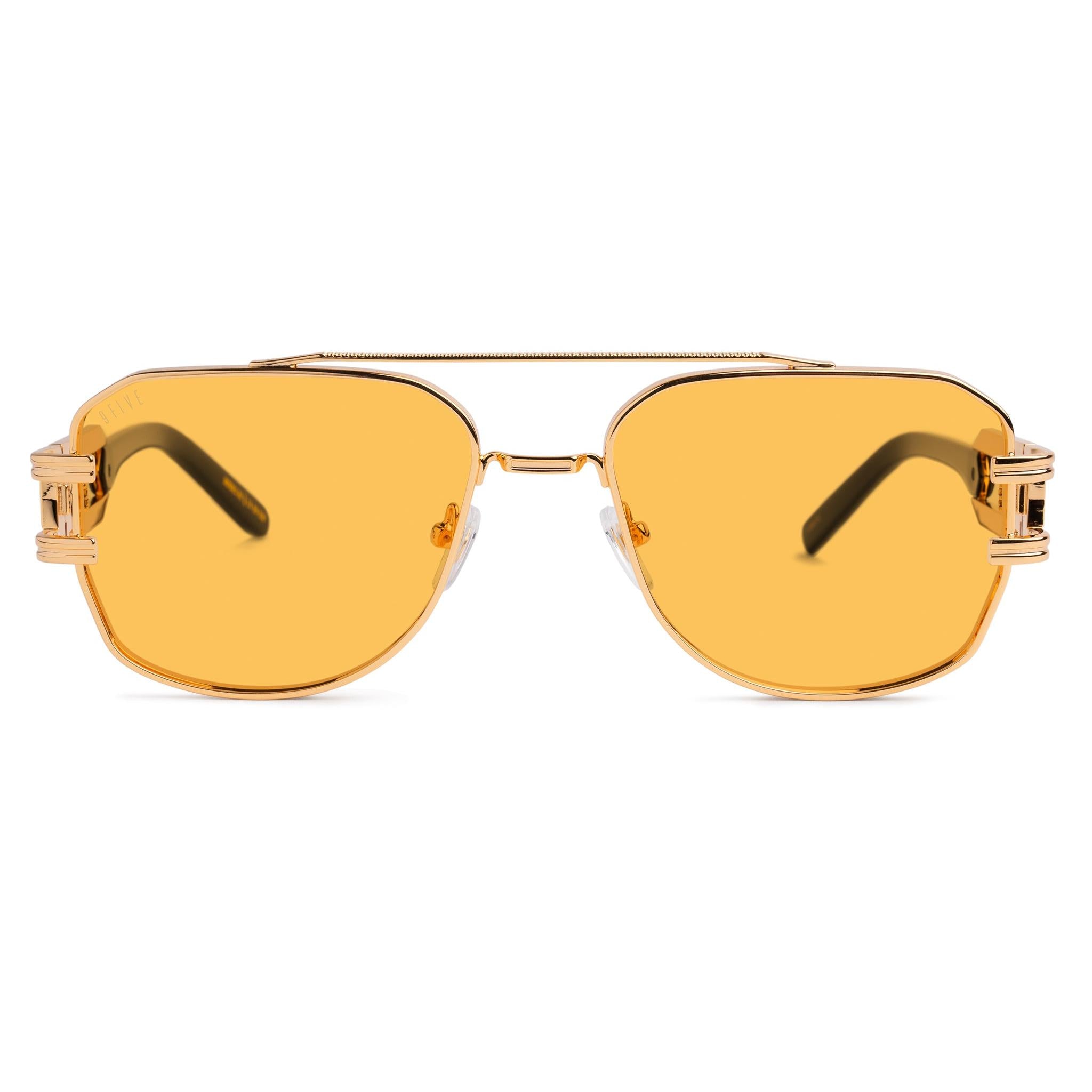 9FIVE Royals Yellow & 24K Gold Sunglasses — XL fit, front [g:yellow s:xl o:1]