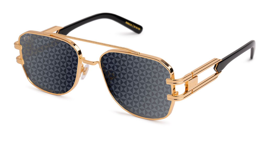 9FIVE Royals Black & 24K Gold XL - Reflective Diamond Sunglasses