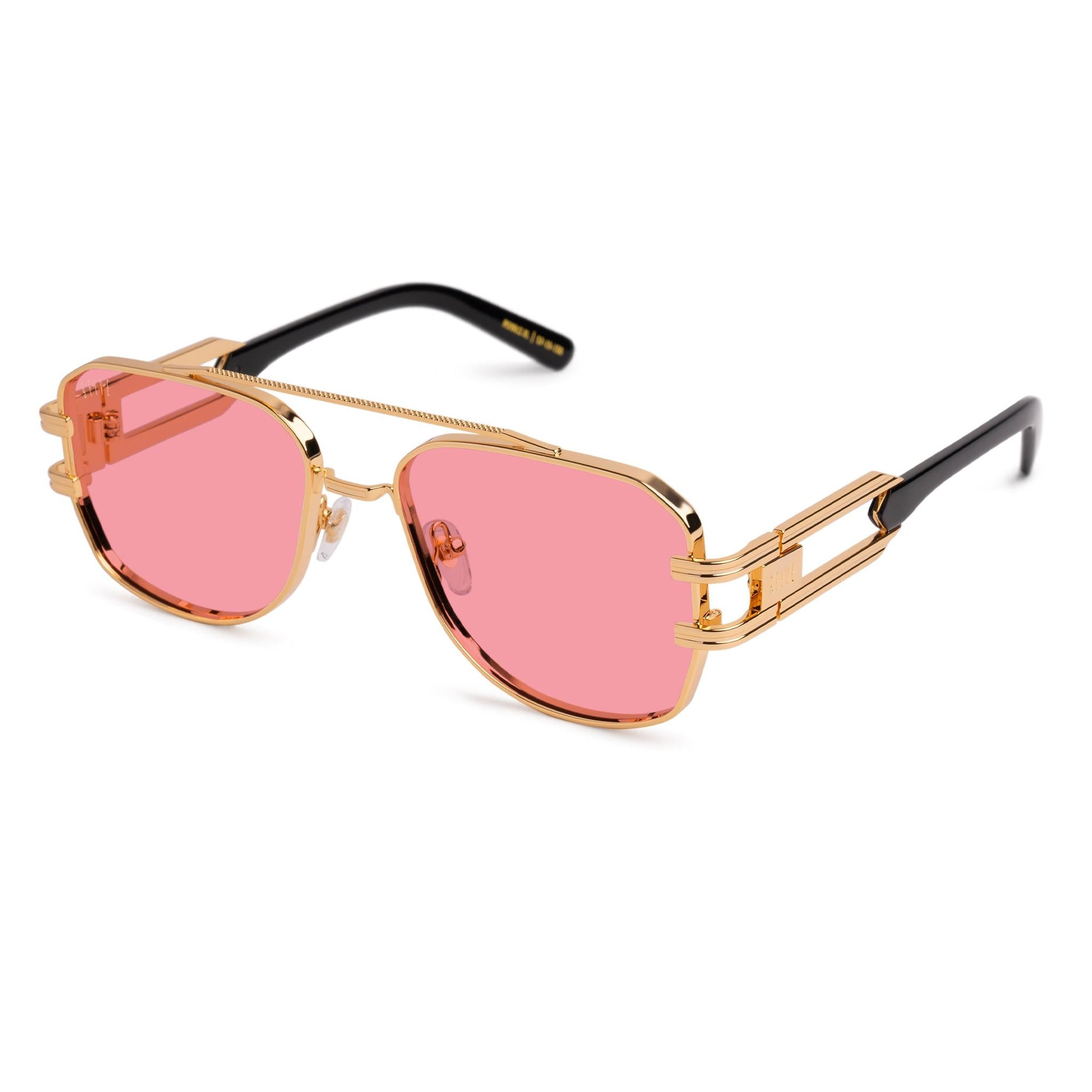 9FIVE Royals Pink & 24K Gold Sunglasses — XL fit, side [g:pink s:xl o:2]