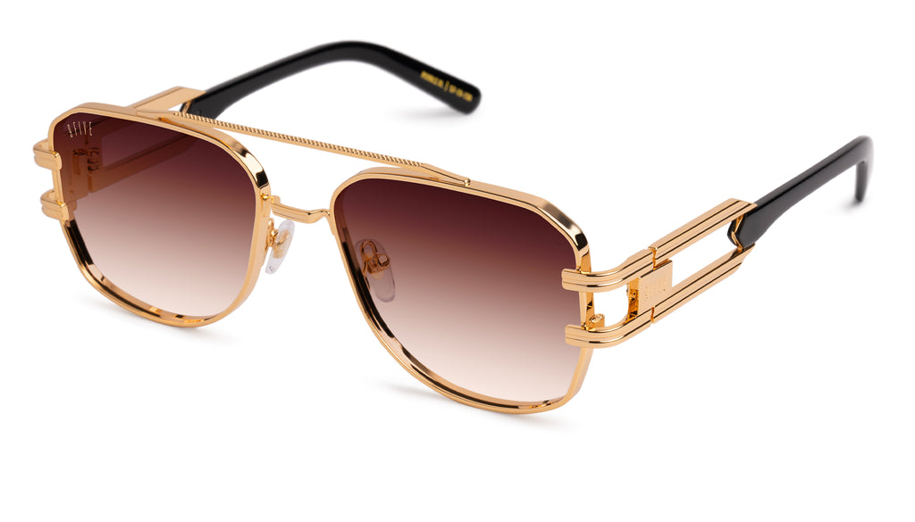 9FIVE Royals Black & 24K Gold XL - Rum Gradient Sunglasses