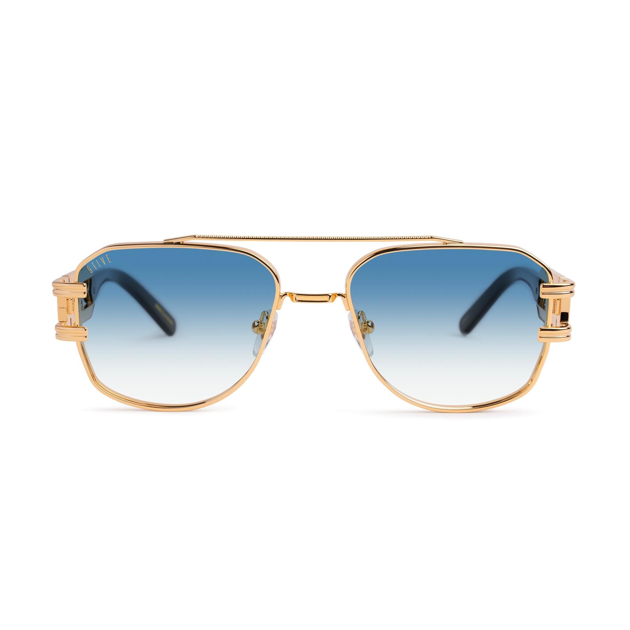 9FIVE Royals Sky Gradient & 24K Gold Sunglasses — front [g:sky-gradient s:all o:1]