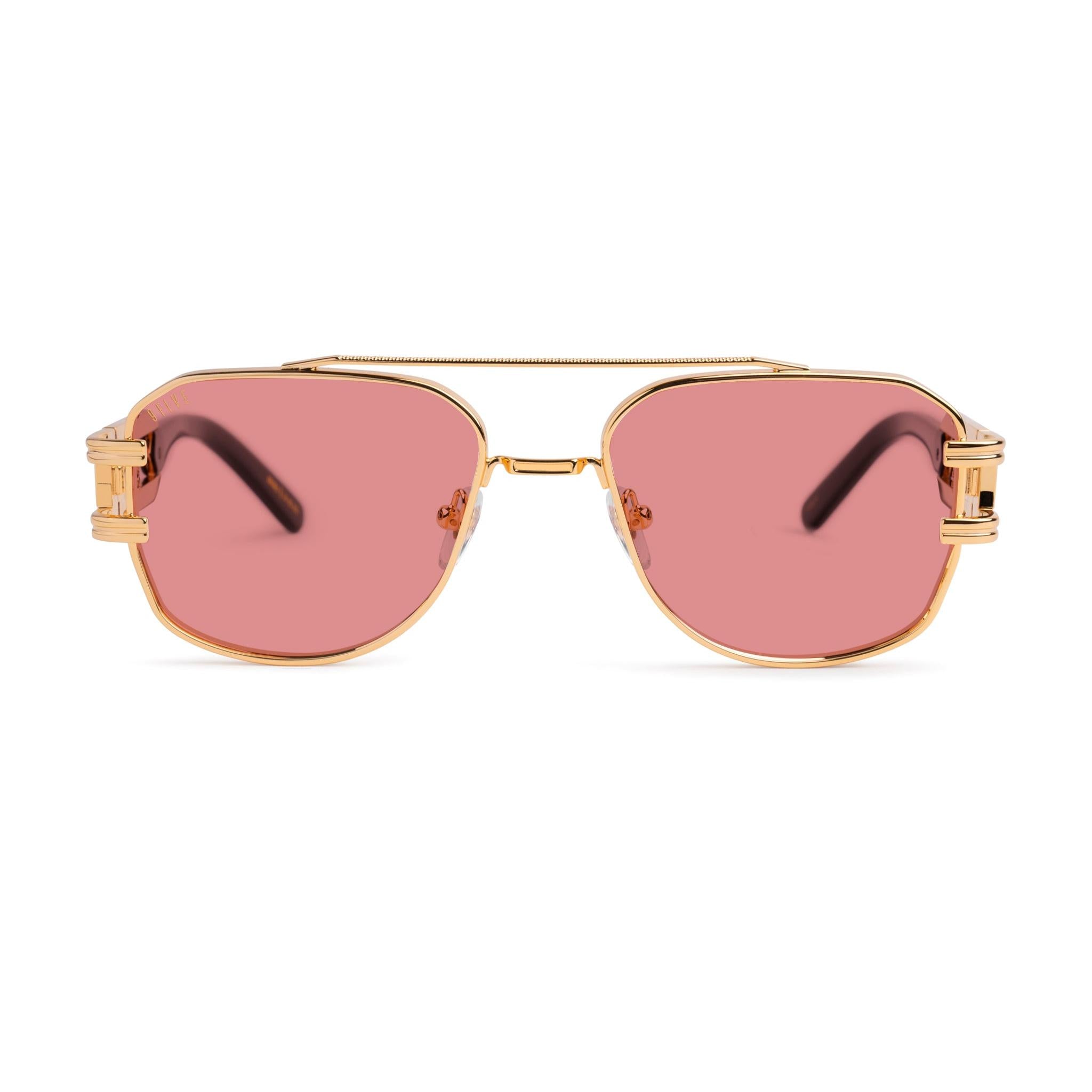 9FIVE Royals Pink & 24K Gold Sunglasses — Regular fit, front [g:pink s:reg o:1]