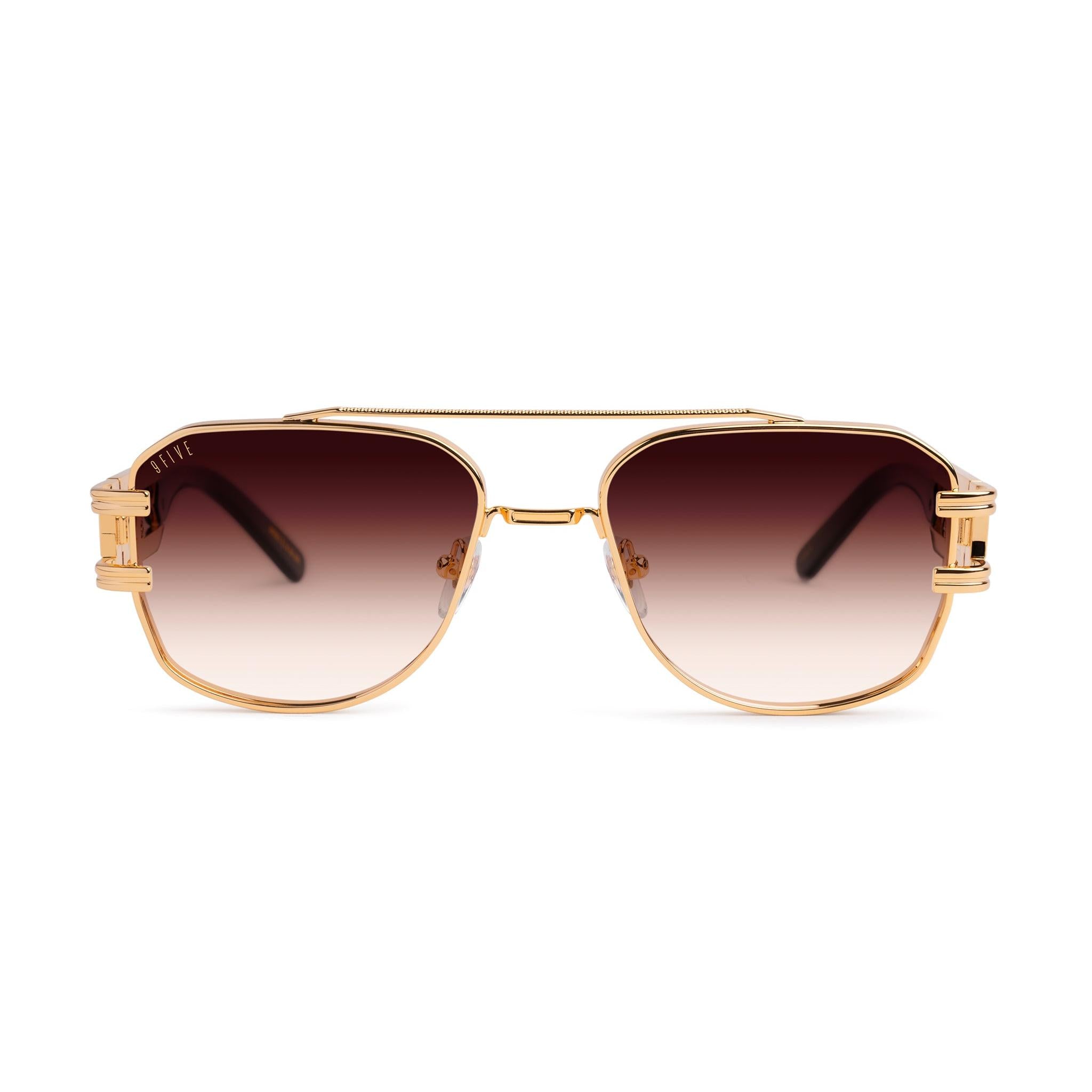 9FIVE Royals Rum Gradient & 24K Gold Sunglasses — Regular fit, front [g:rum-gradient s:reg o:1]