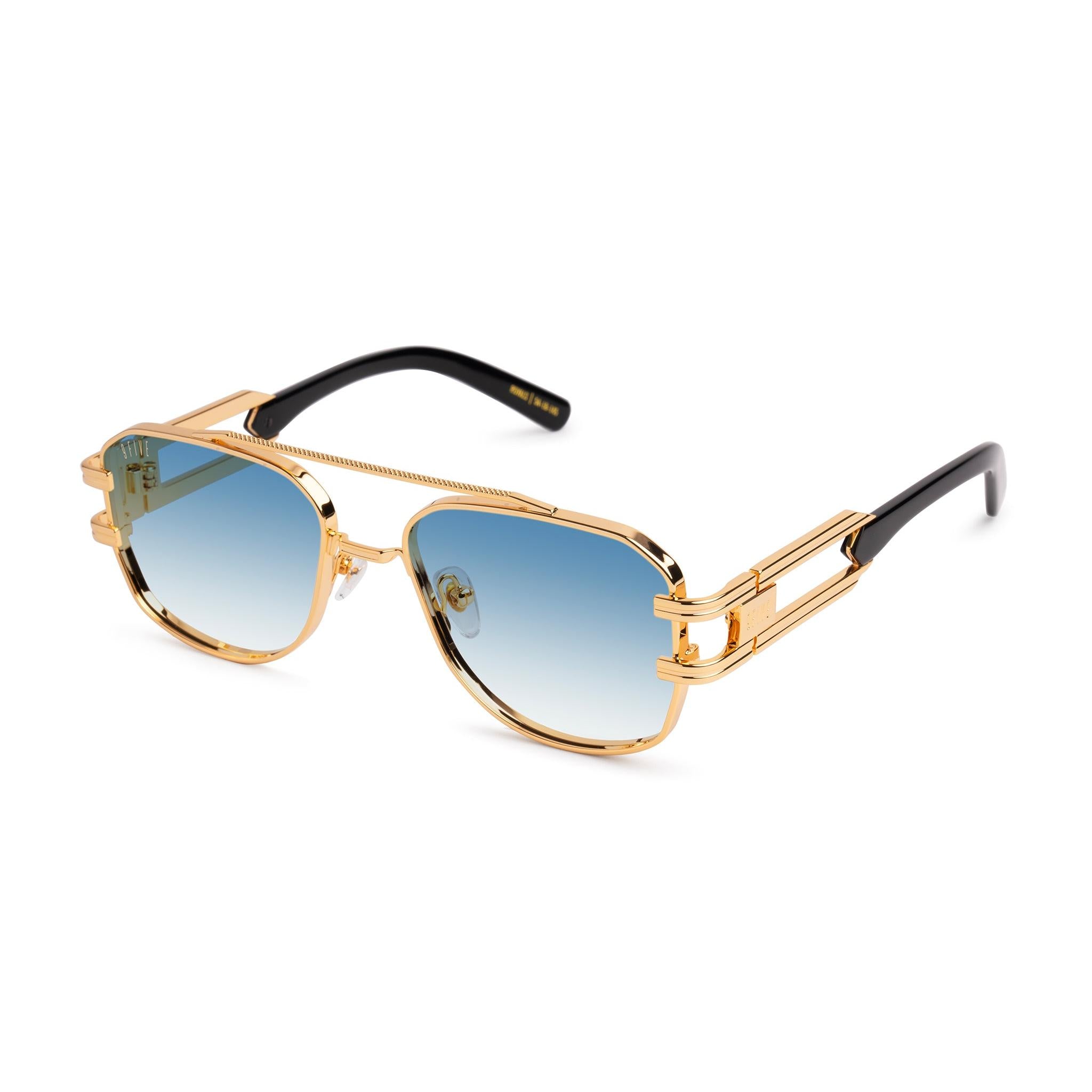 9FIVE Royals Sky Gradient & 24K Gold Sunglasses — side [g:sky-gradient s:all o:2]