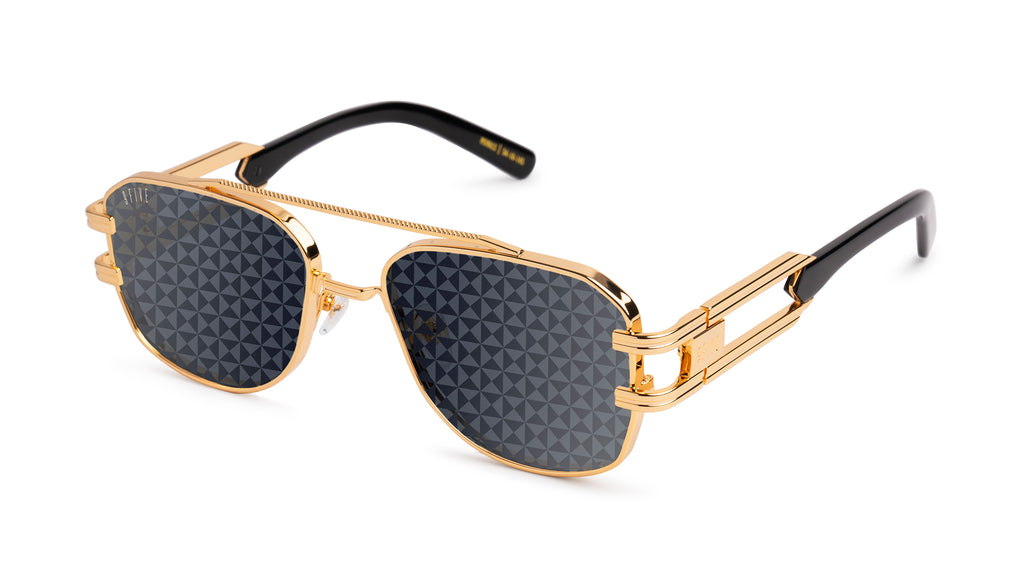 9FIVE Royals Black & 24K Gold - Reflective Diamond Sunglasses