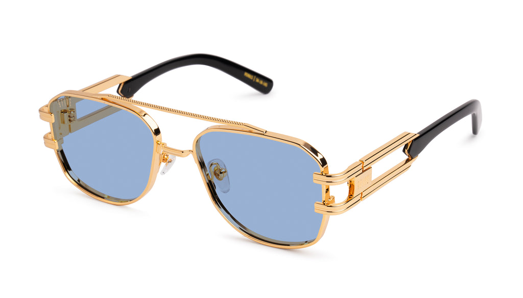 9FIVE Royals Black & 24K Gold - Sky Blue Sunglasses
